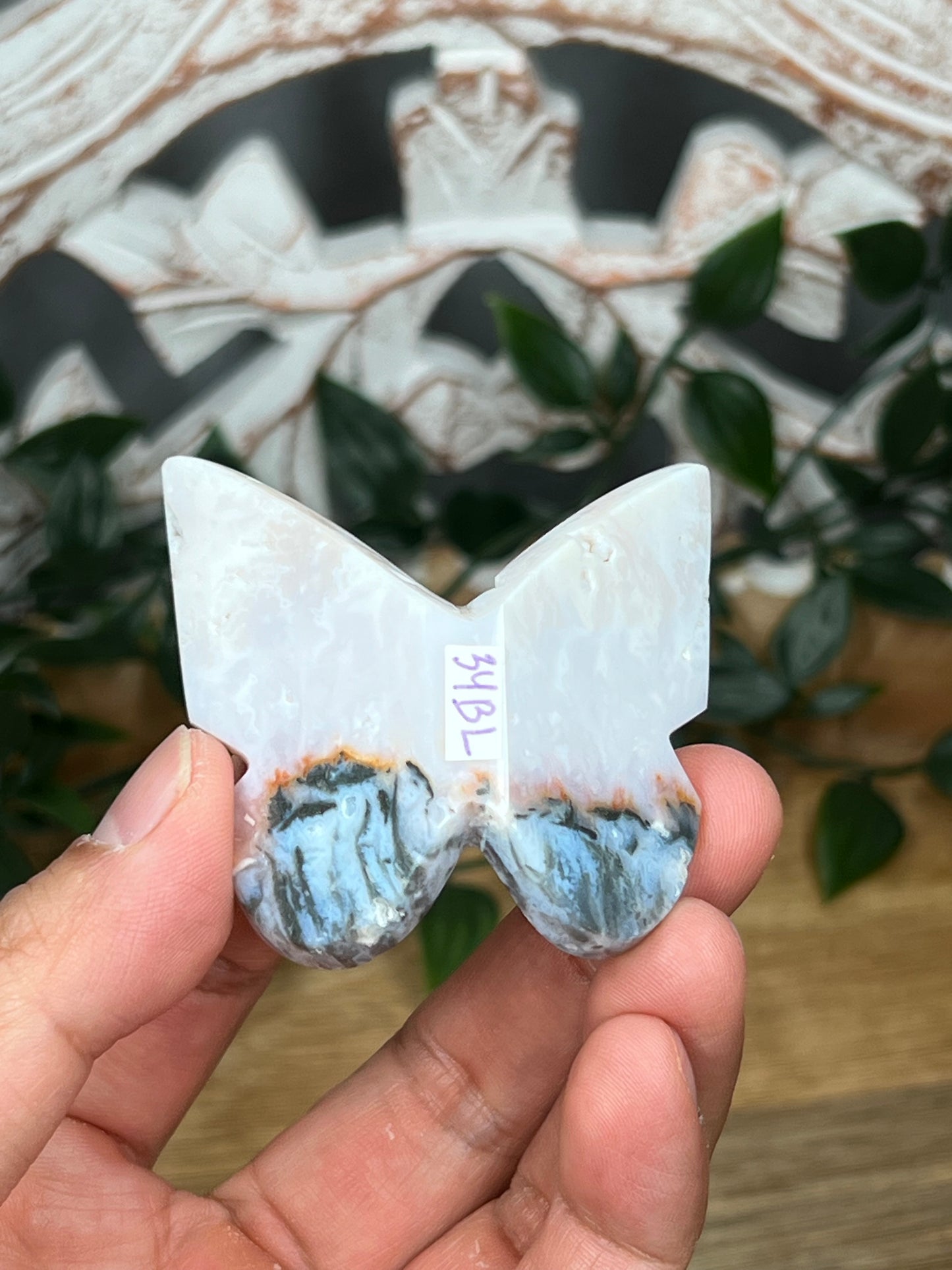 Rainbow Plume Agate 3D Butterfly