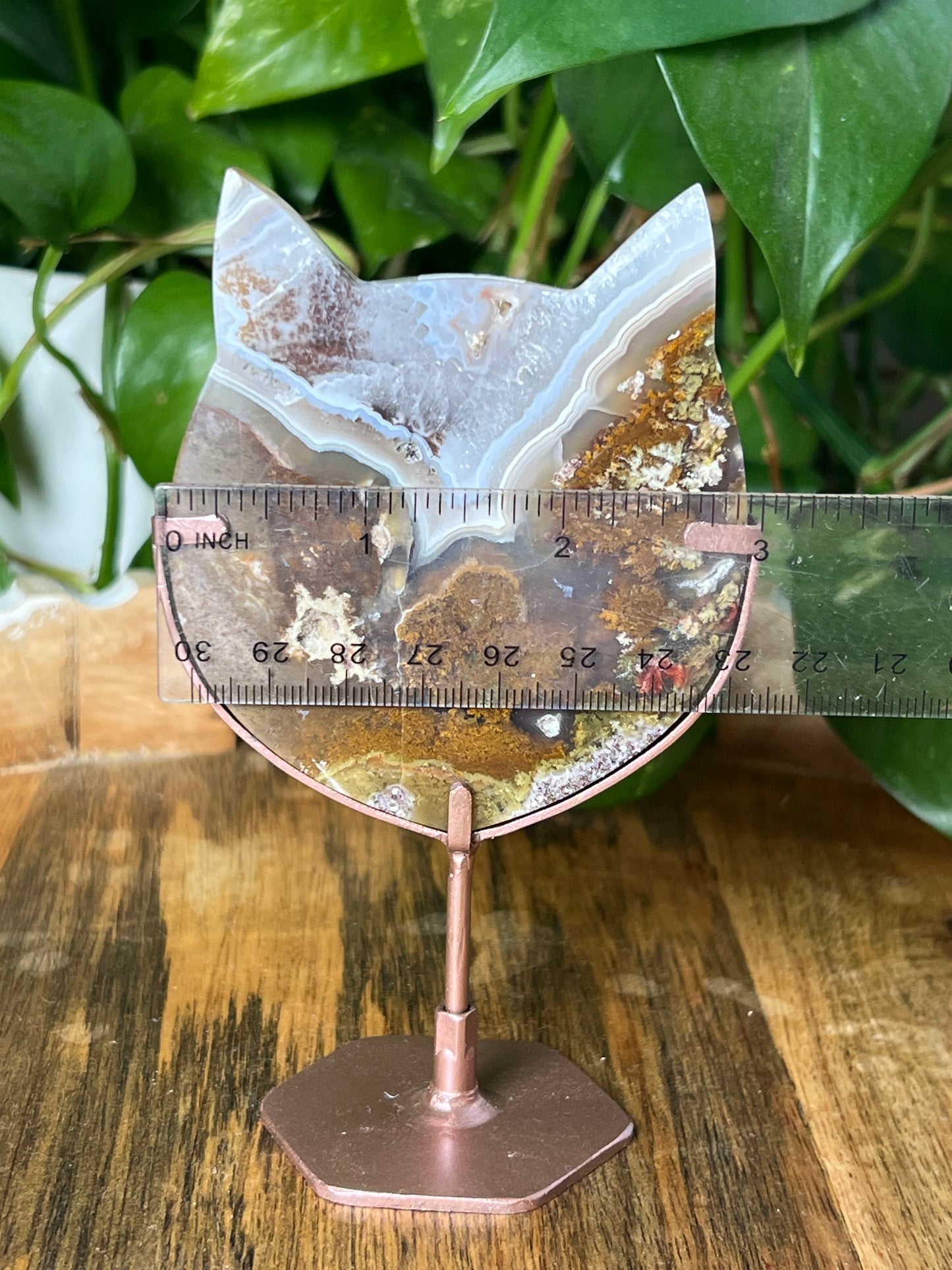 Scenic Moss Agate Cat Head