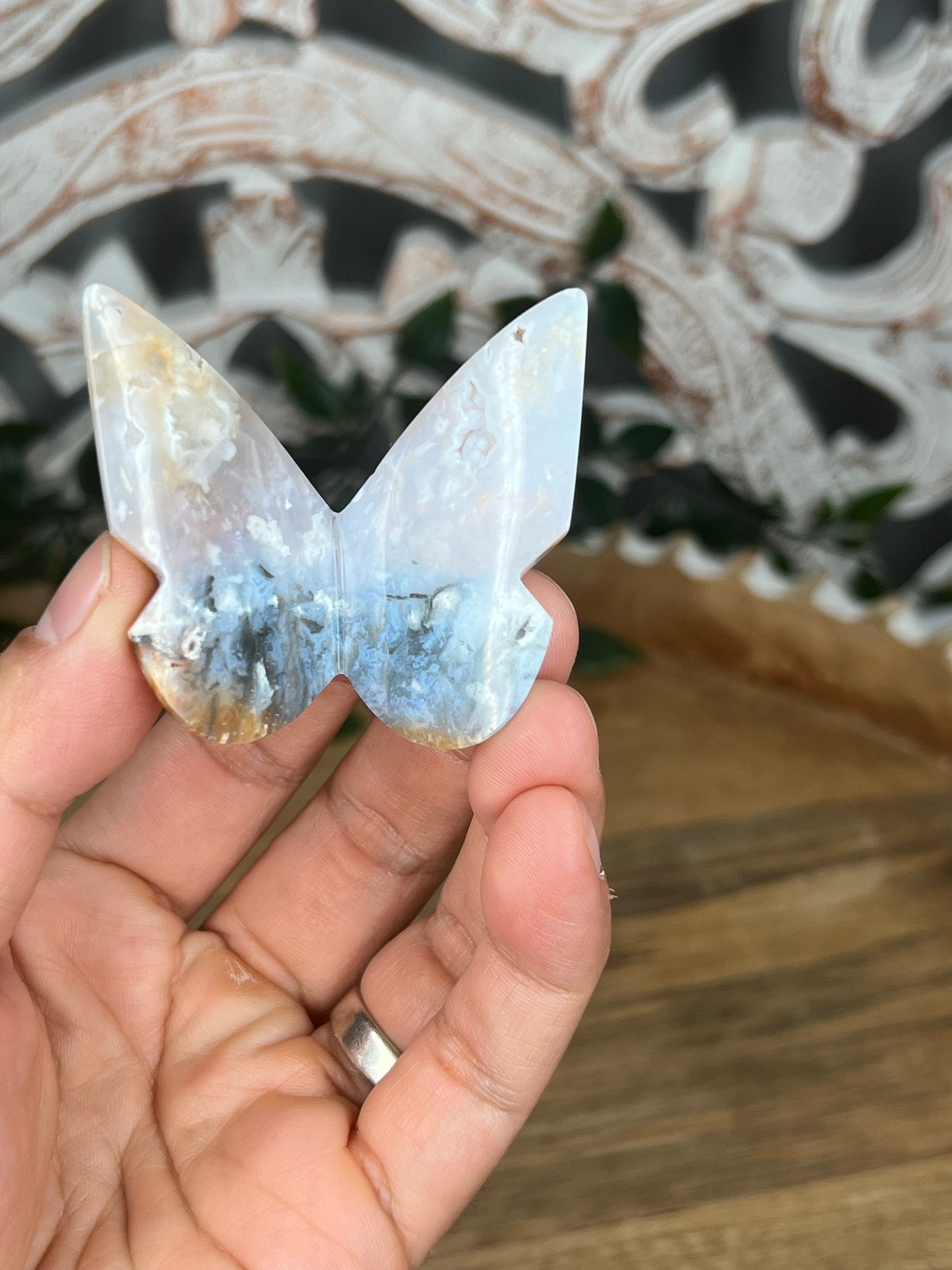 Rainbow Plume Agate 3D Butterfly