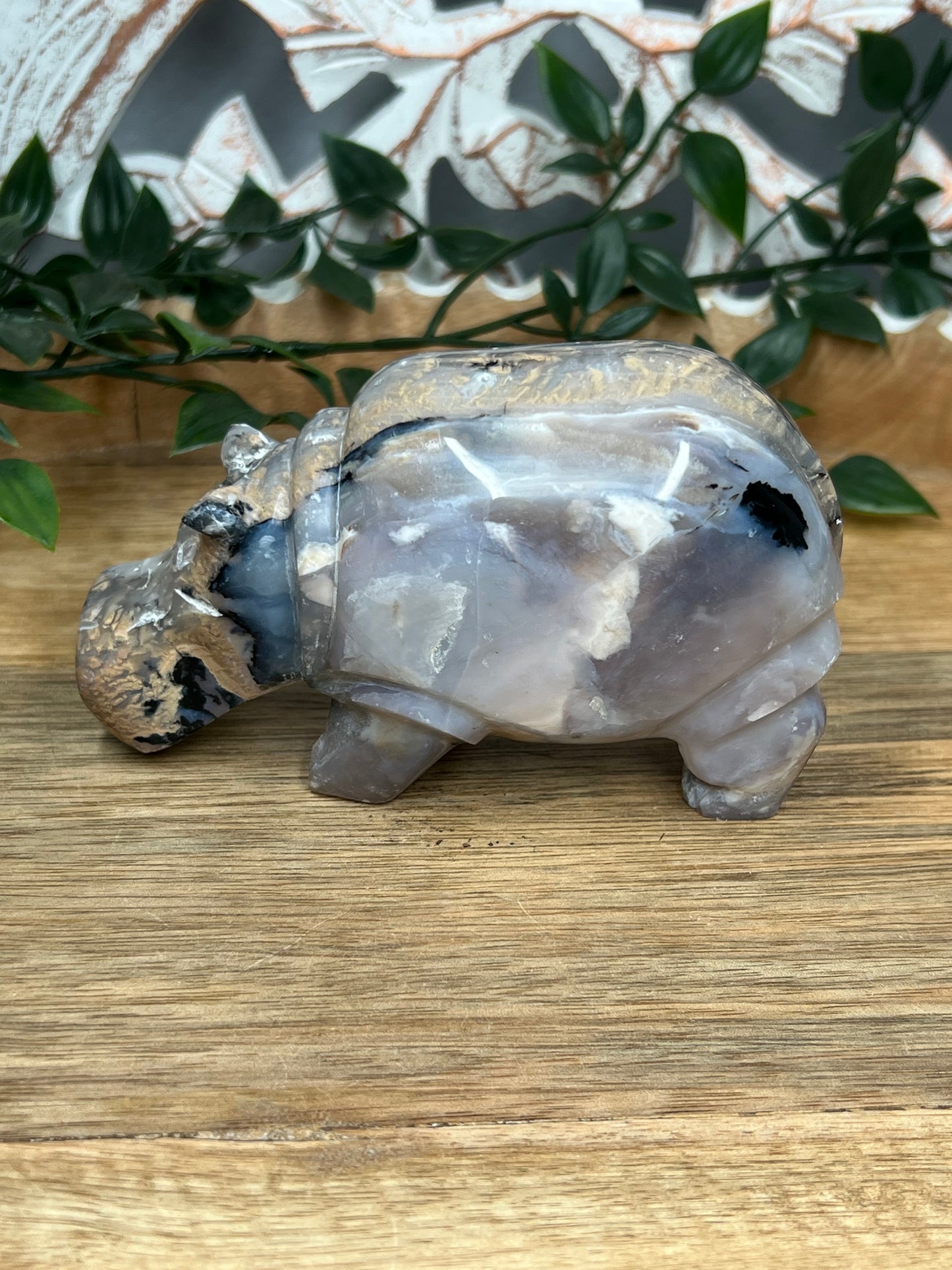 Dendritic Tiger Agate Hippo