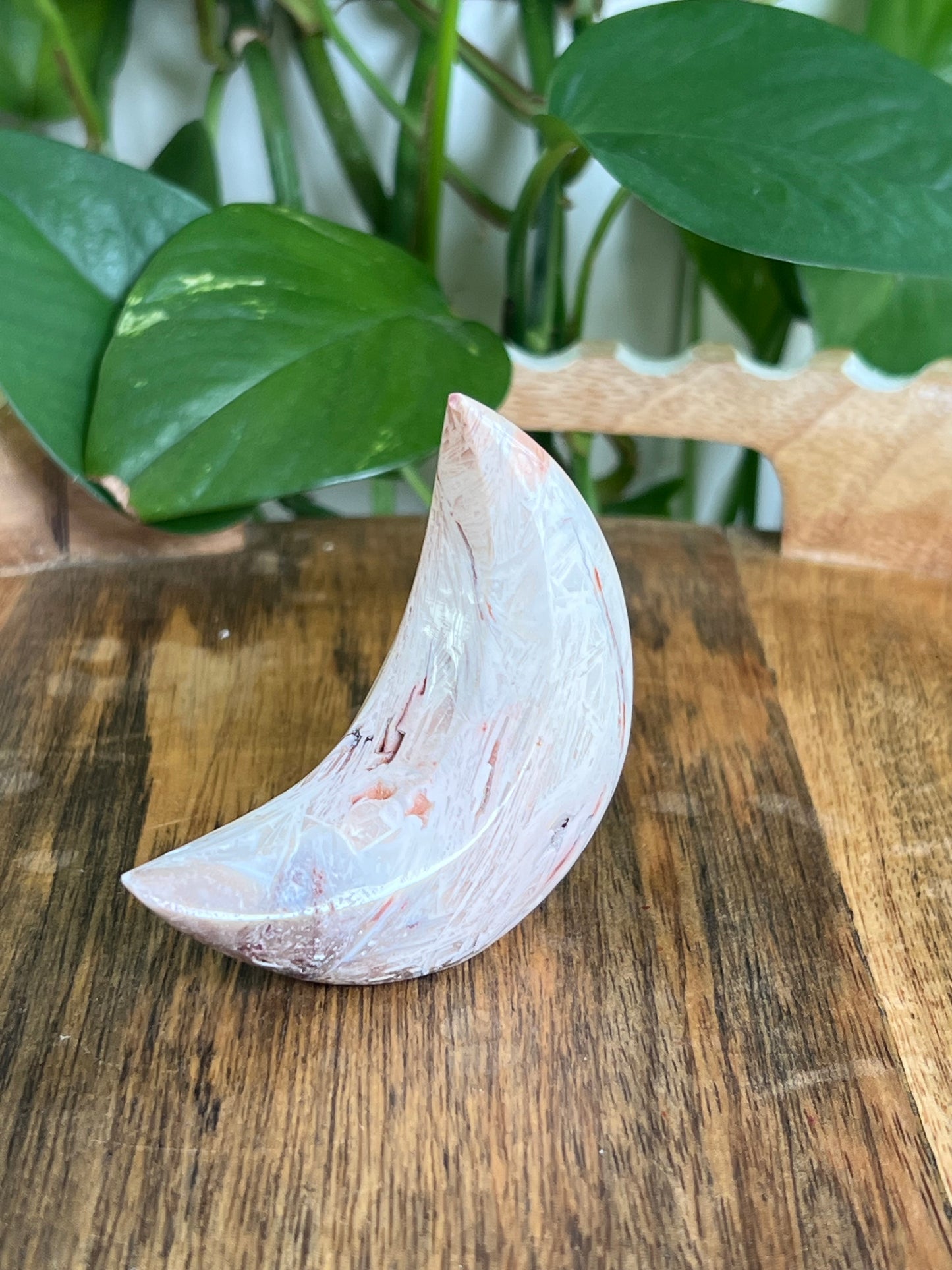 Tube Agate Self-Standing Moon: LA