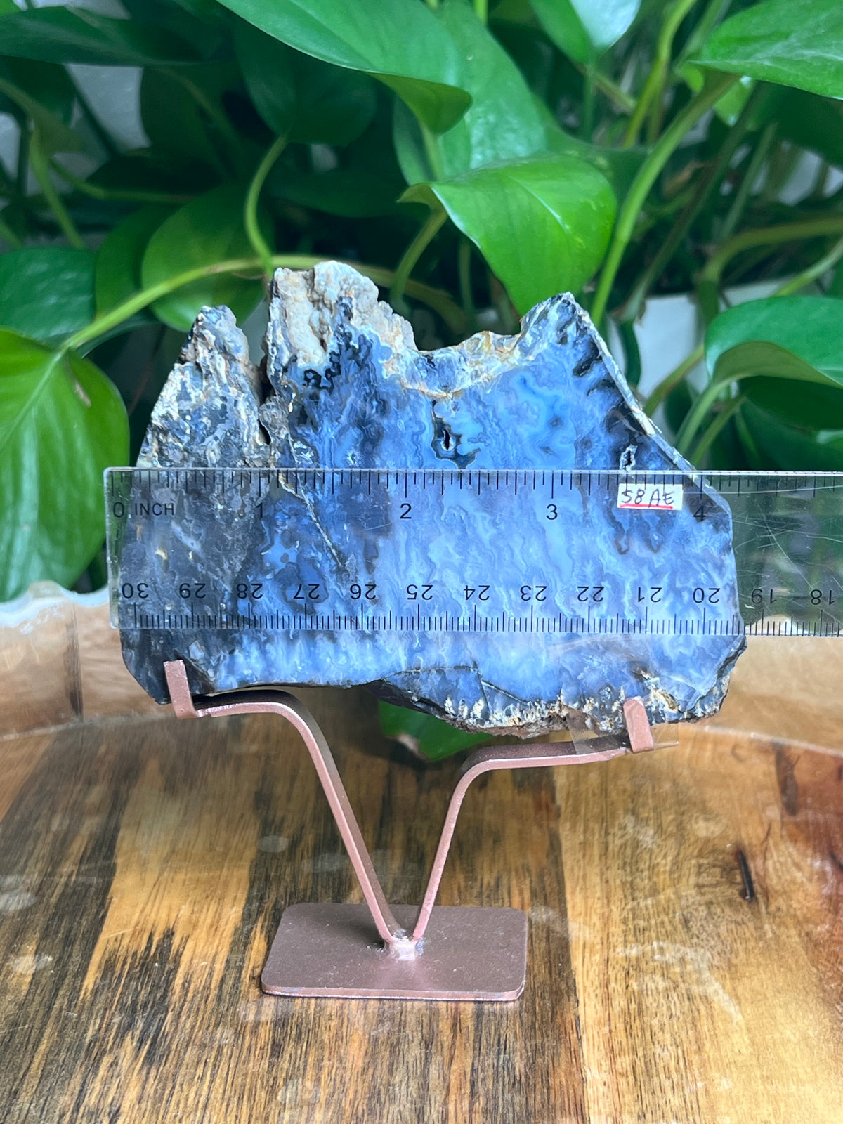 Blue Plume Agate Slab: AE