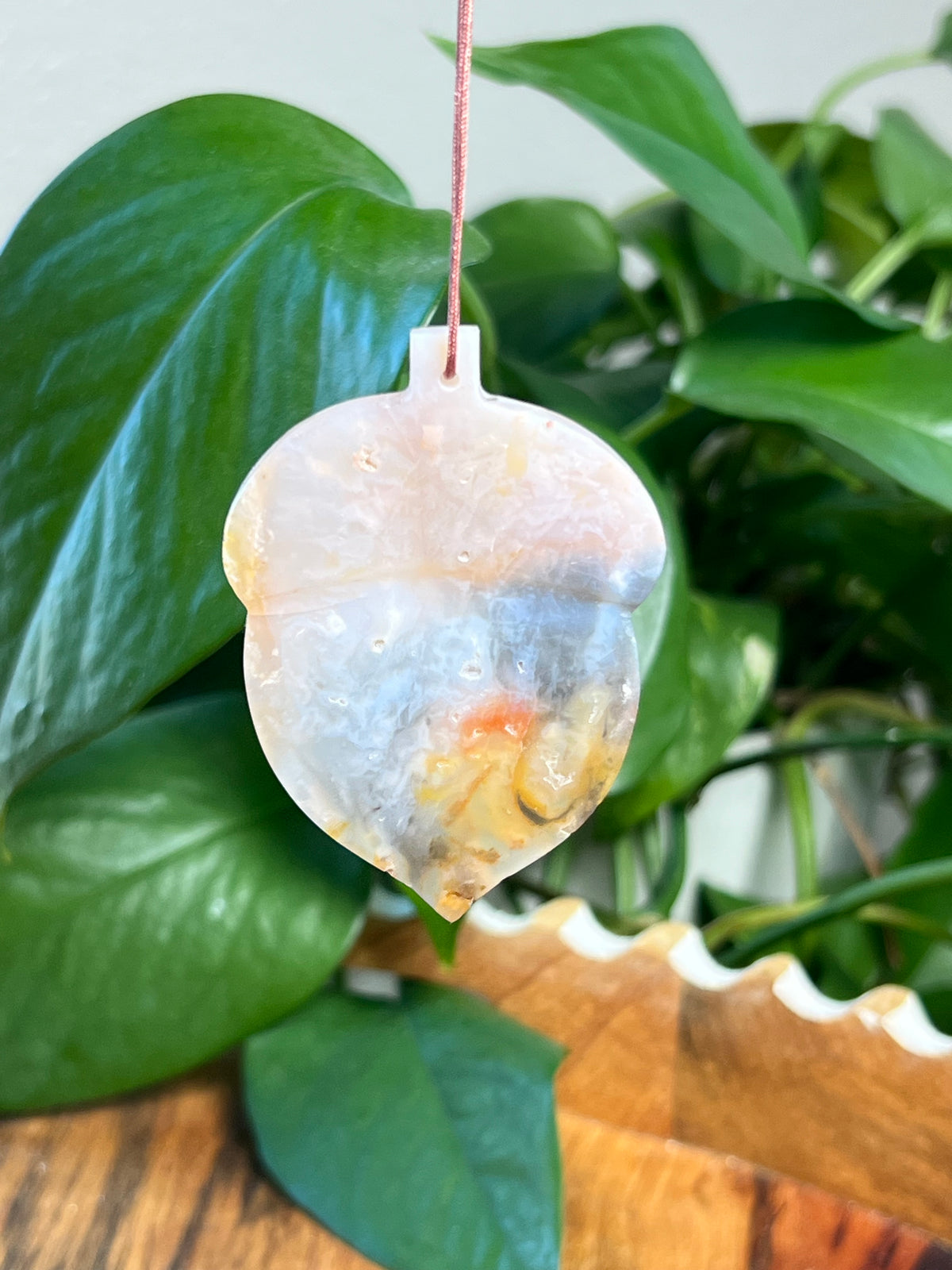 Rainbow Plume Agate Acorn Ornaments