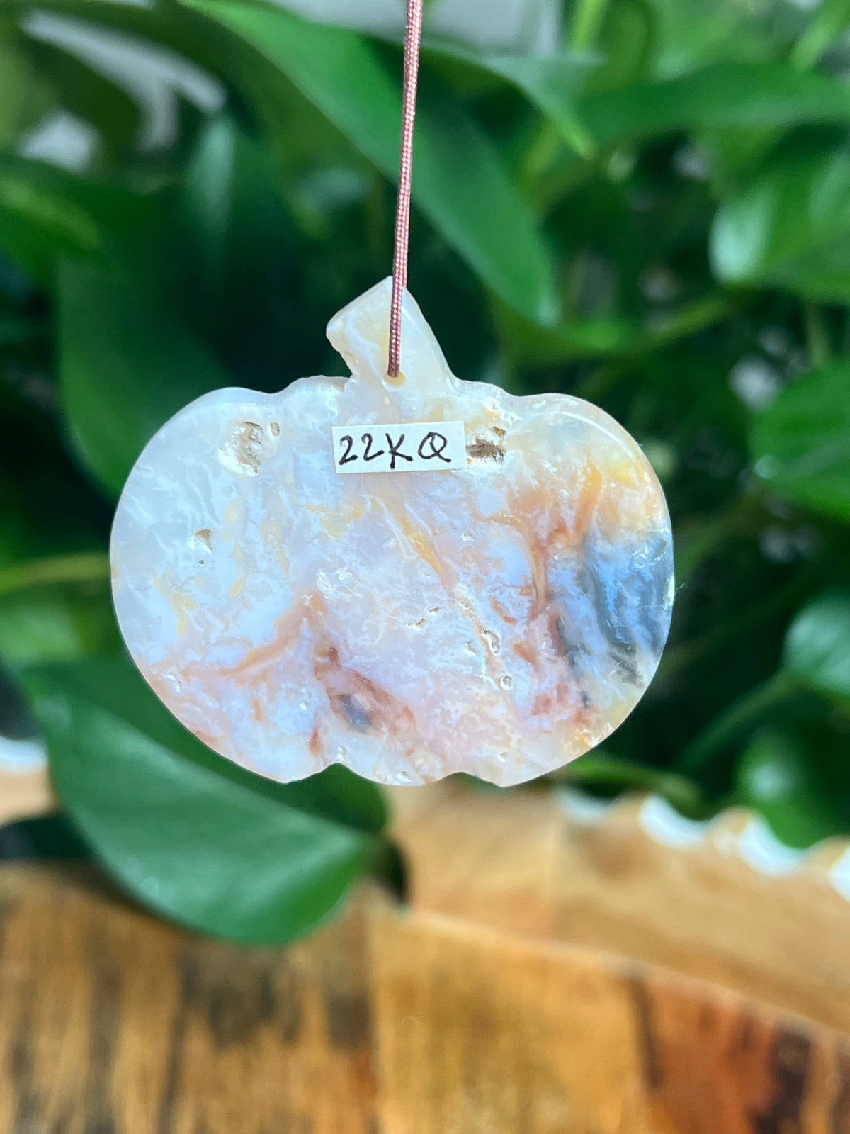 Rainbow Plume Agate Ornament Pumpkin: KQ