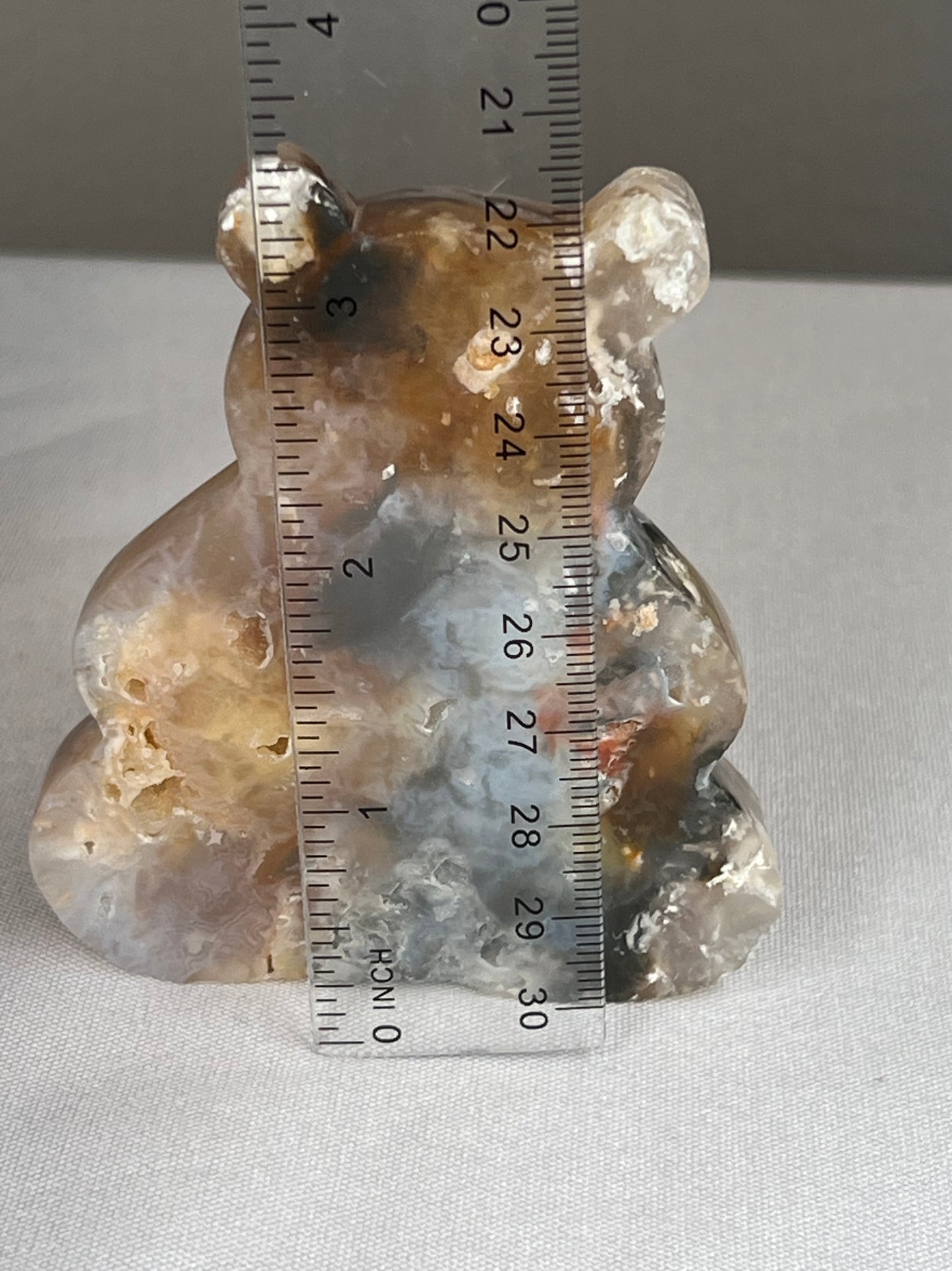 Rainbow Plume Agate Bear