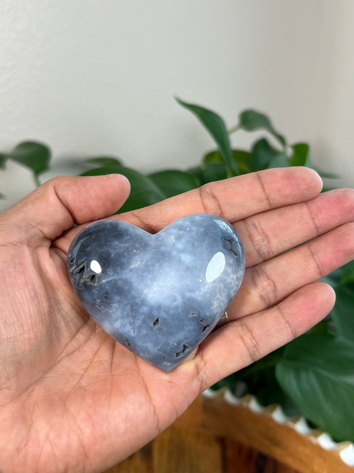 Blue Plume Agate Small Hearts