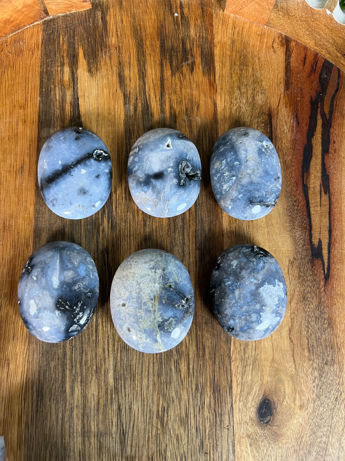Blue Plume Agate Palmstones