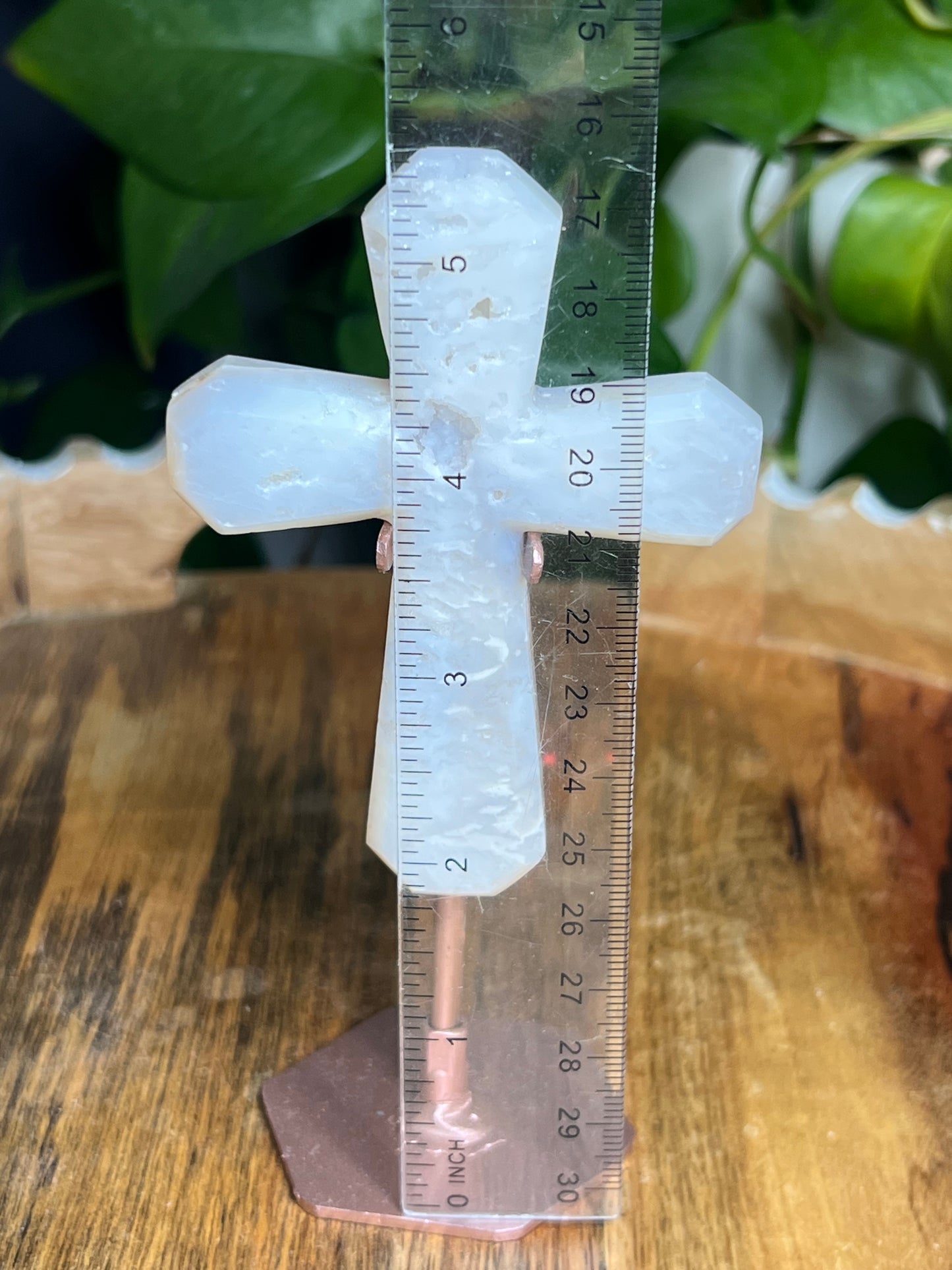 White Plume Agate Cross