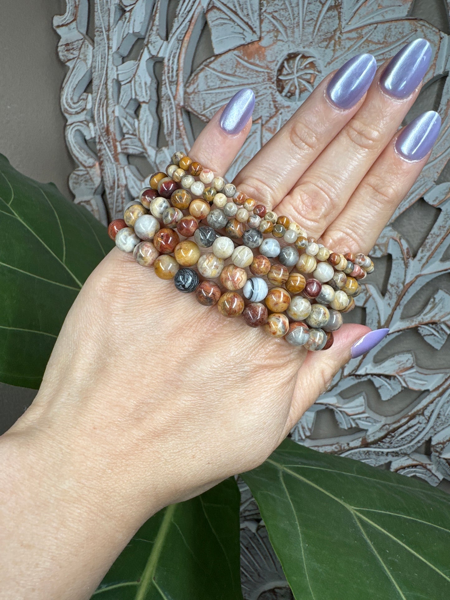 Mexican Crazy Lace Agate Beaded Bracelet