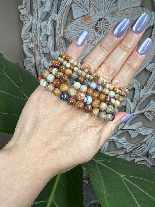 Mexican Crazy Lace Agate Beaded Bracelet