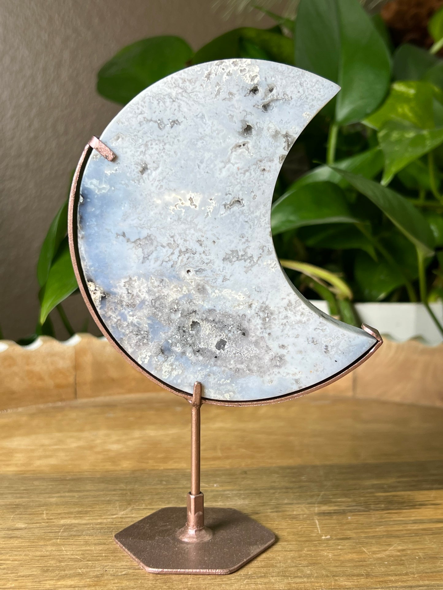 Blue Plume Agate Moon