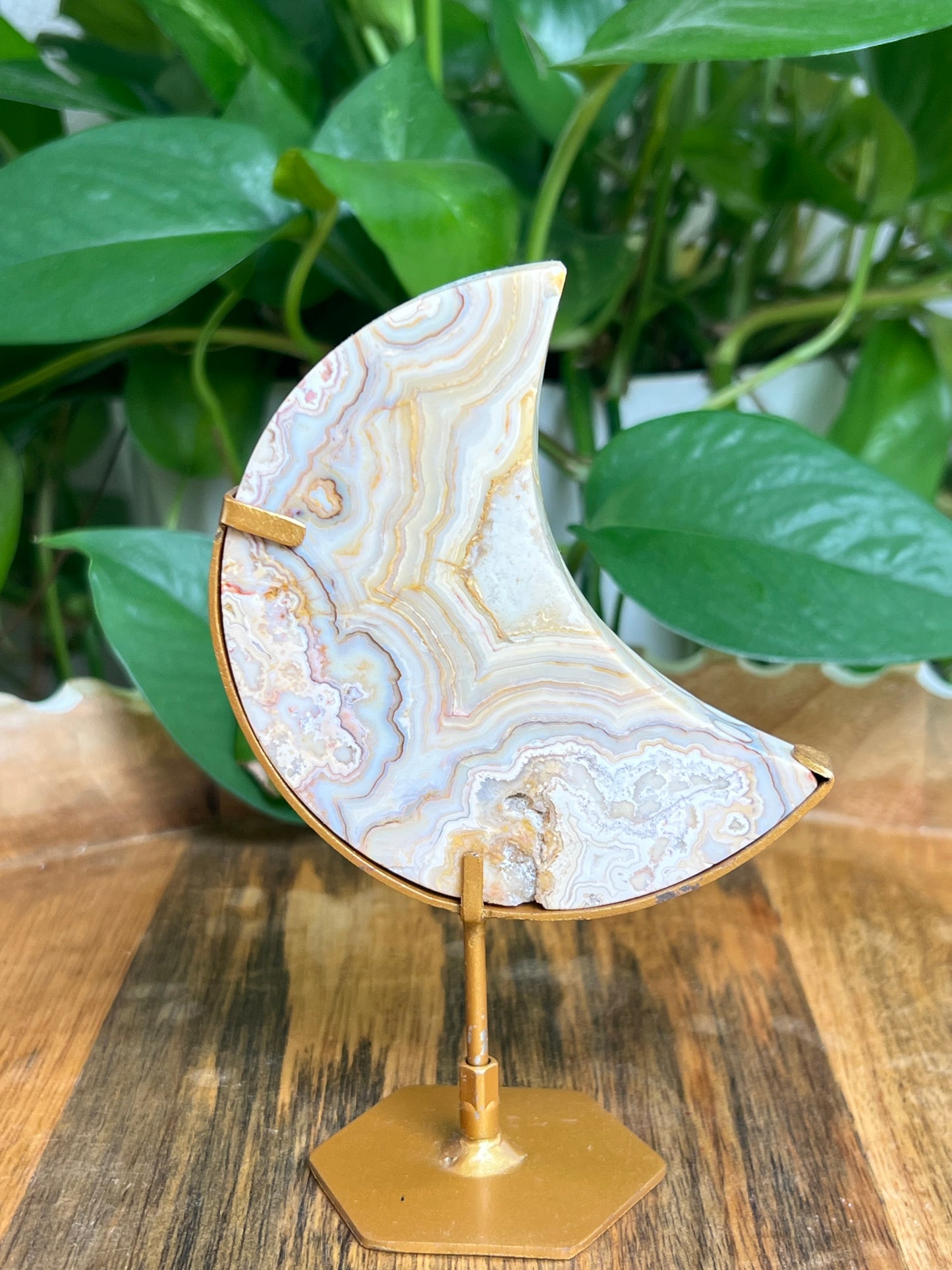 Yellow Crazy Lace Agate Moon: EB
