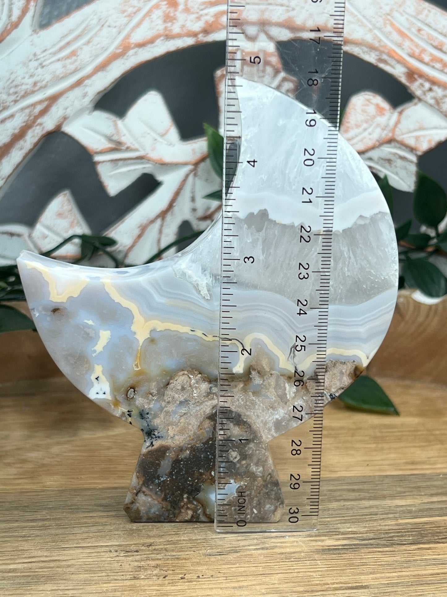 Blue Grey Lace Agate Moon