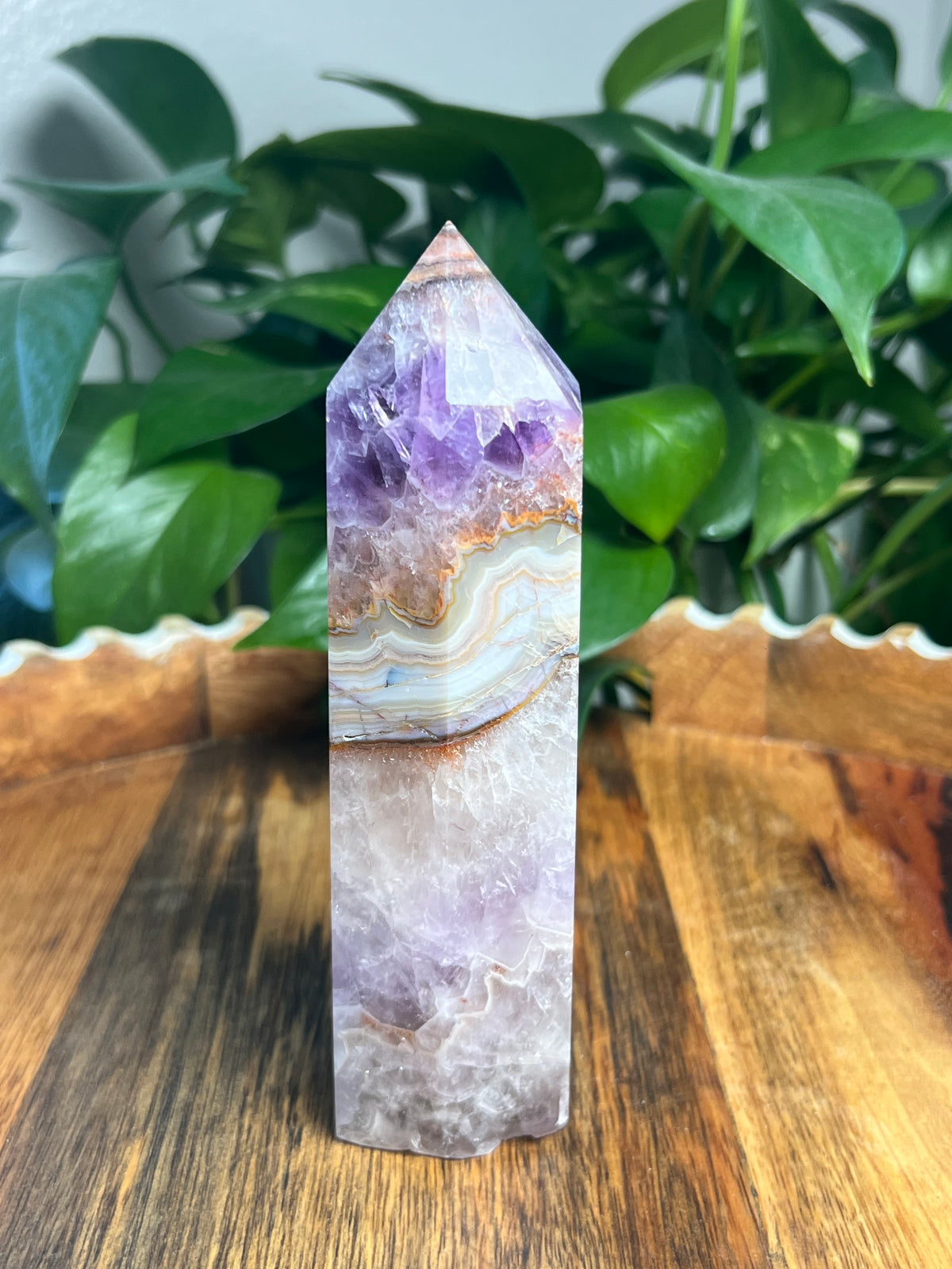 Mexican Crazy Lace Agate Amethyst Tower: BX