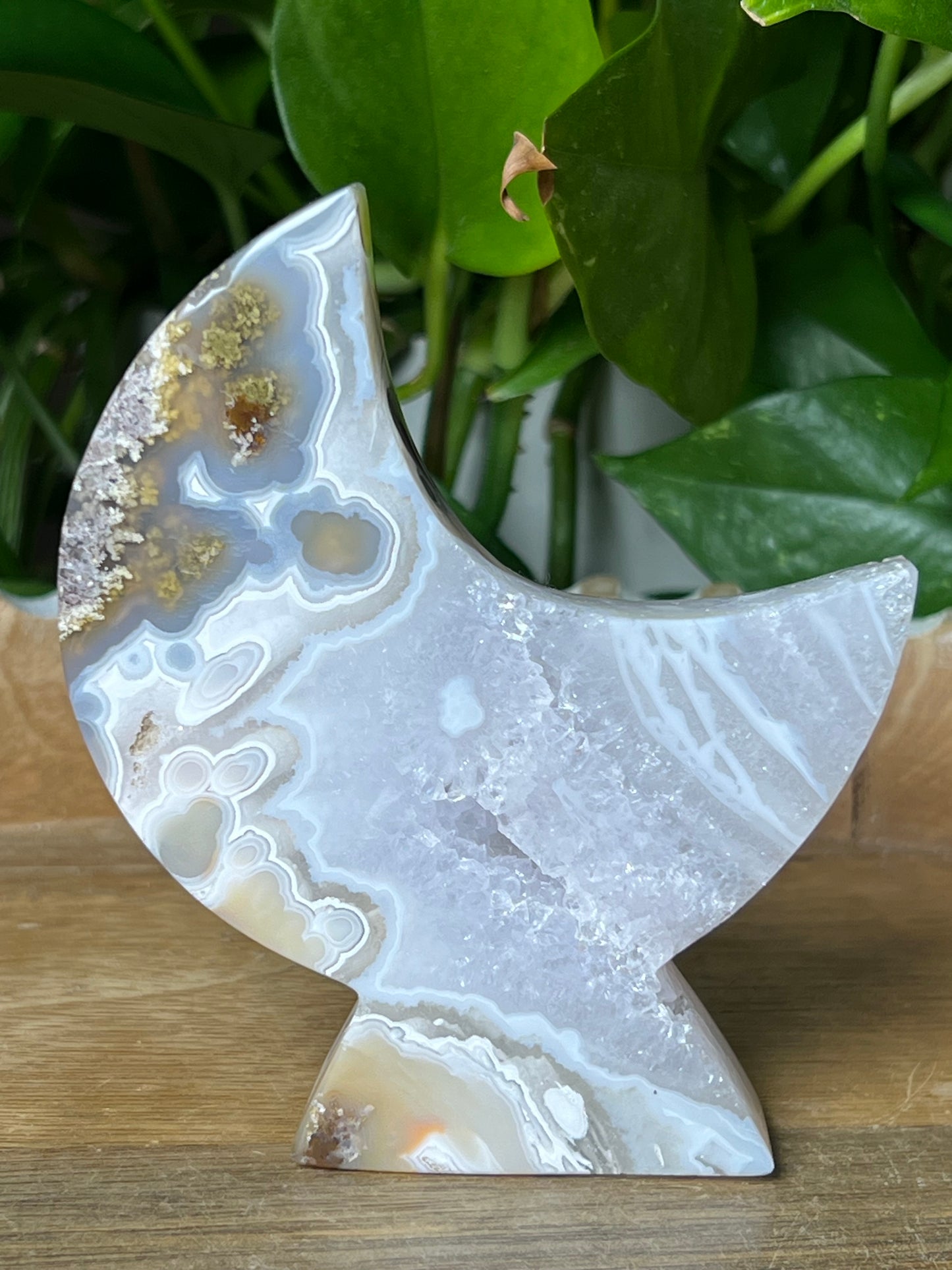Scenic Moss Agate Moon Stand: AC