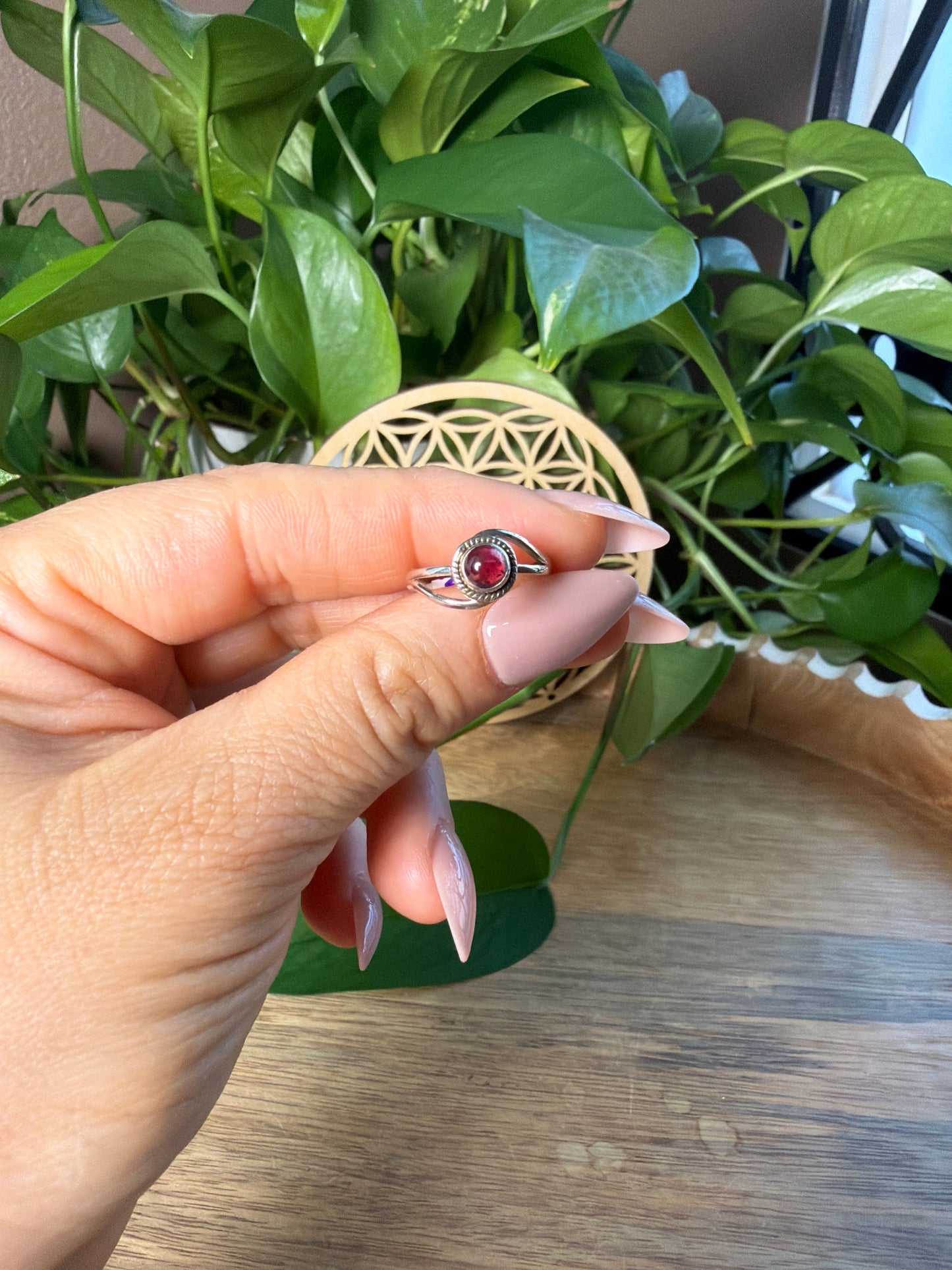 Garnet Circle Ring