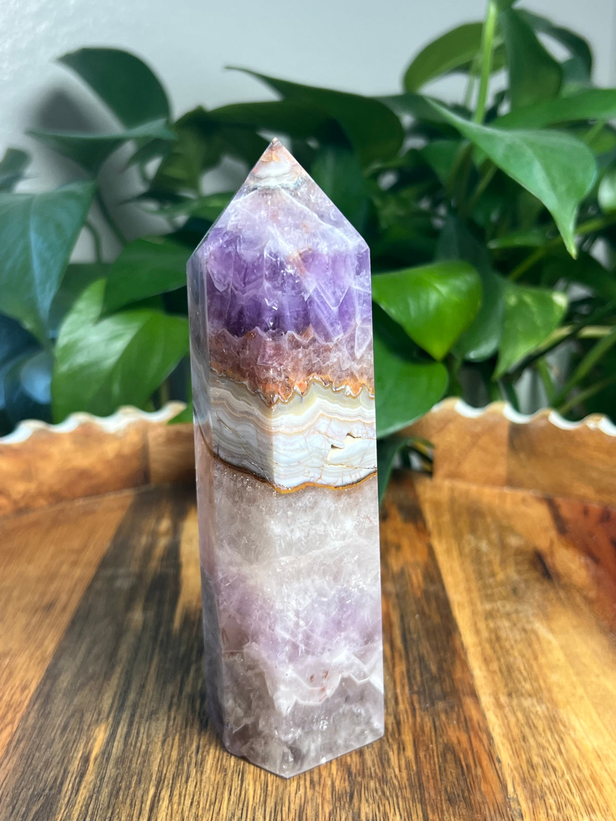 Mexican Crazy Lace Agate Amethyst Tower: BX