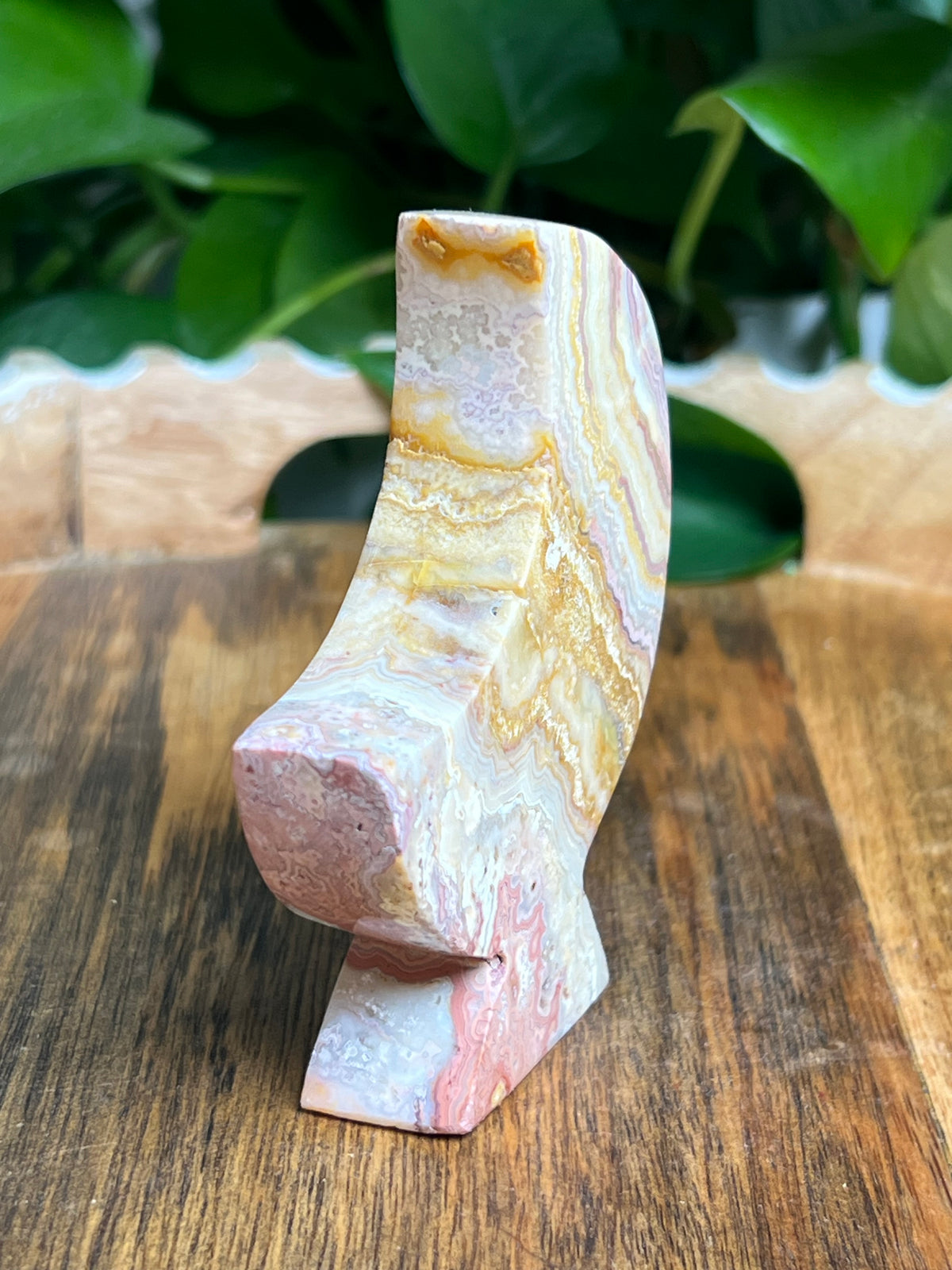 Crazy Lace Agate Self Standing Moon: KL