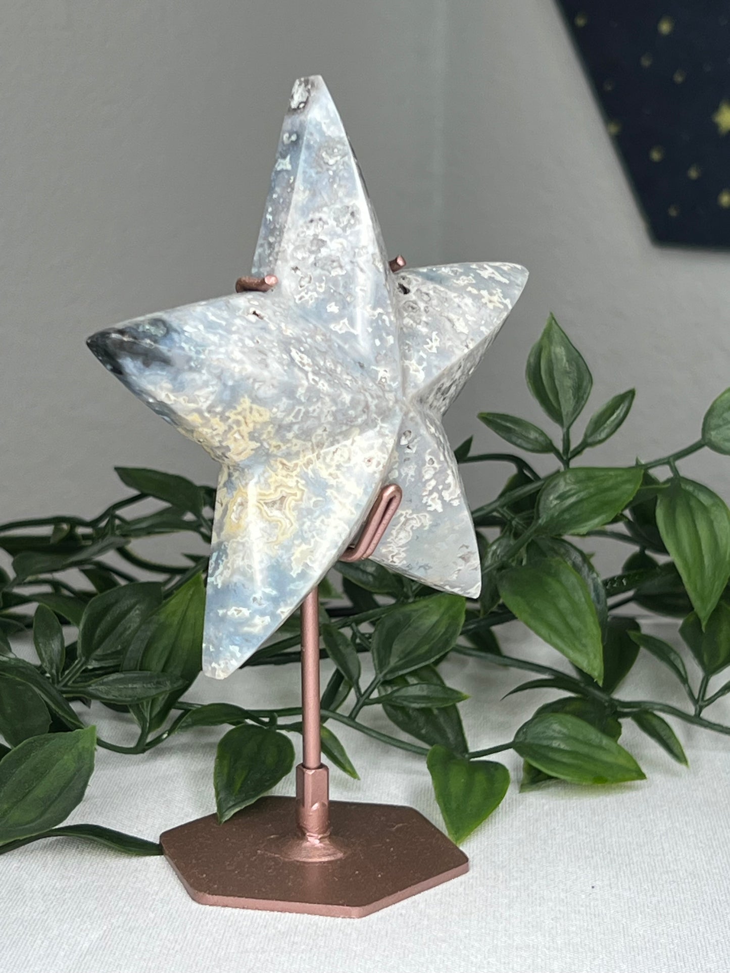 Blue Plume Agate Star