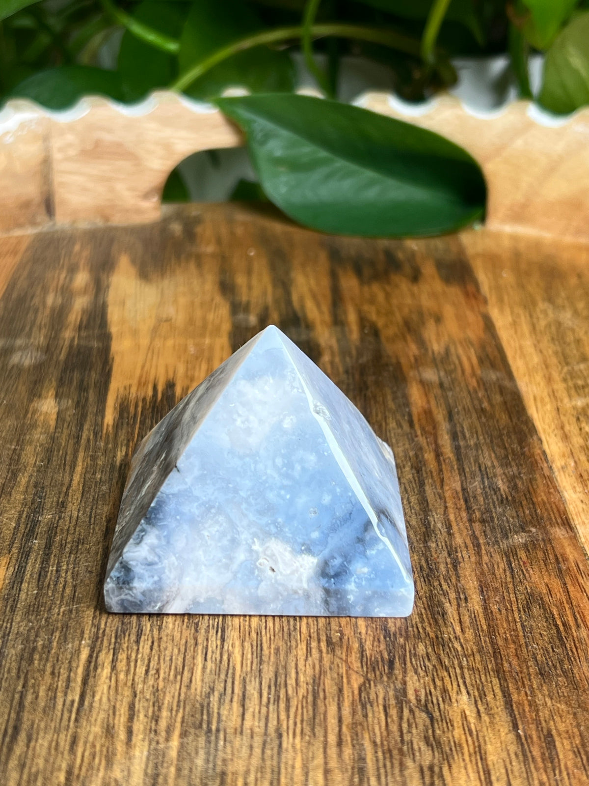 Blue Plume Agate Pyramid: PA