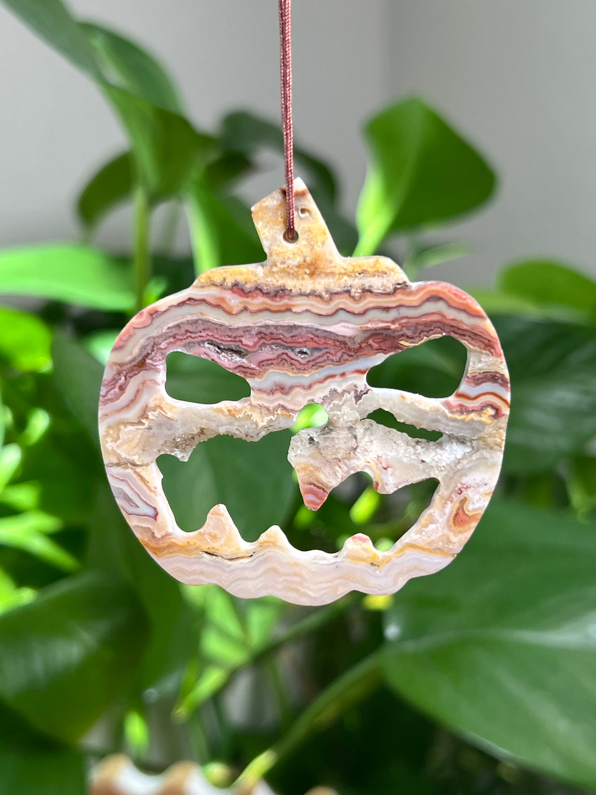 Crazy Lace Agate Ornament Pumpkin:  PF