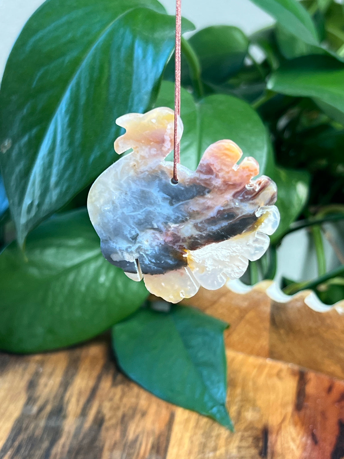 Rainbow Plume Agate Turkey Ornaments