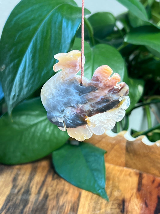 Rainbow Plume Agate Turkey Ornaments
