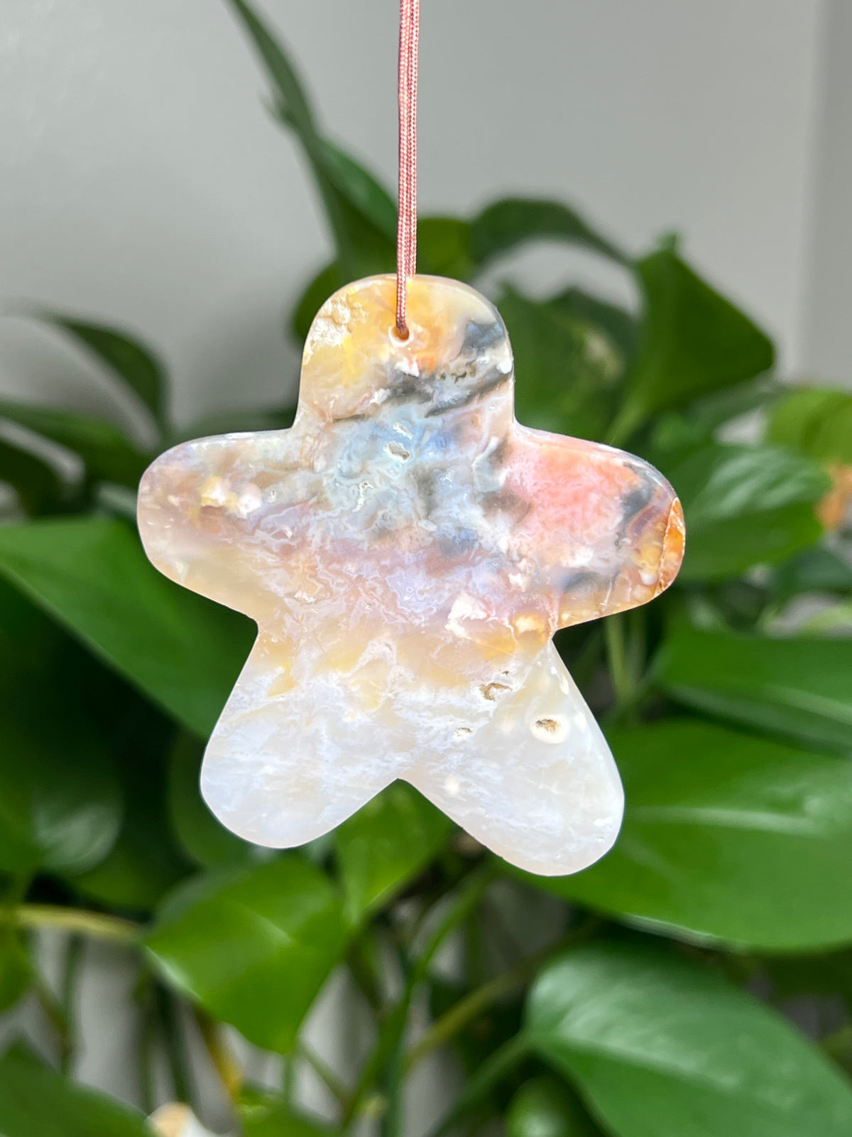 Rainbow Plume Agate Ornament Gingerbread: AM