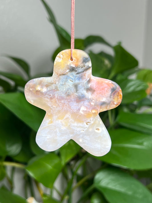 Rainbow Plume Agate Ornament Gingerbread: AM
