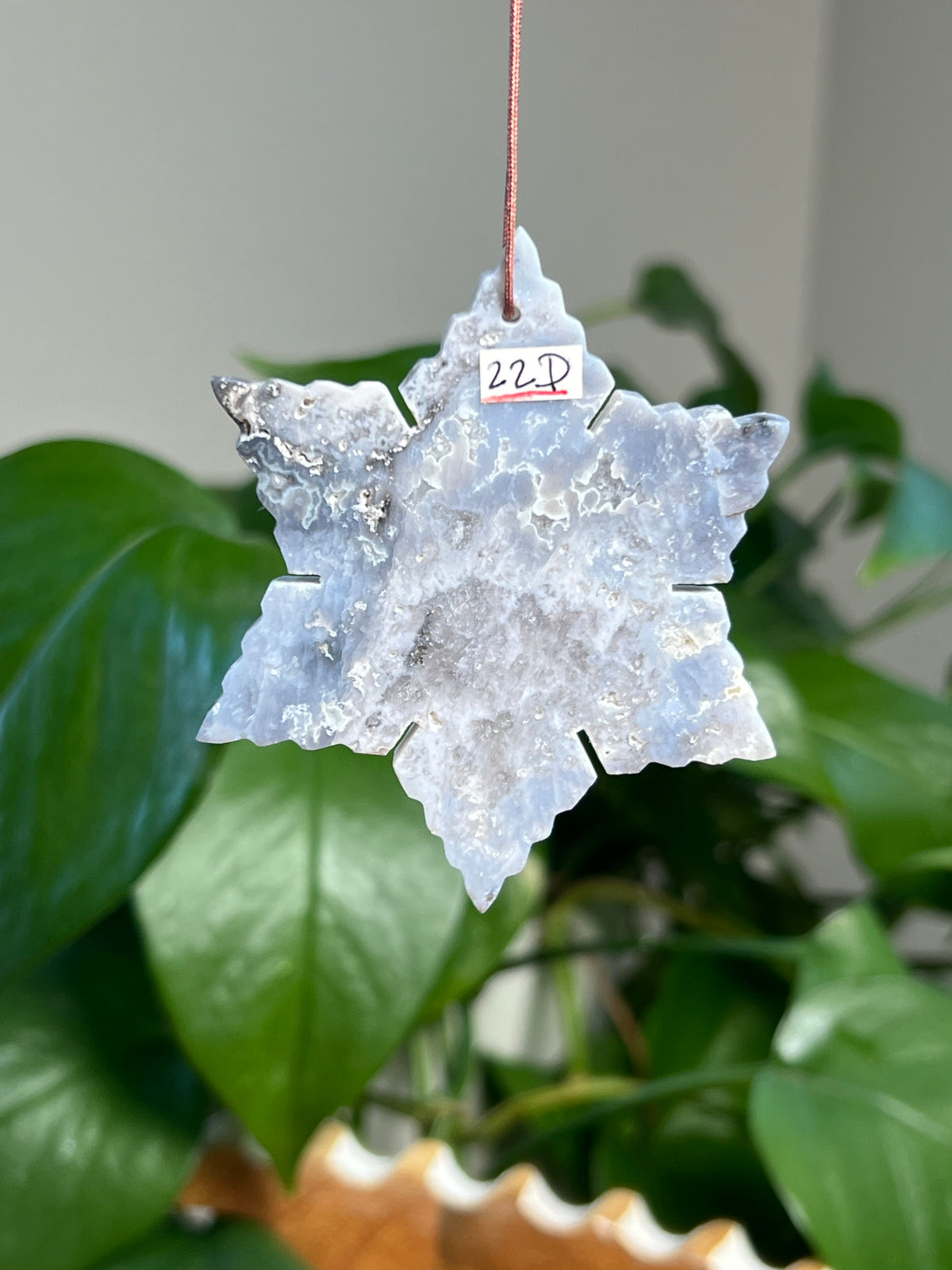 Blue Plume Agate Snowflake Ornaments