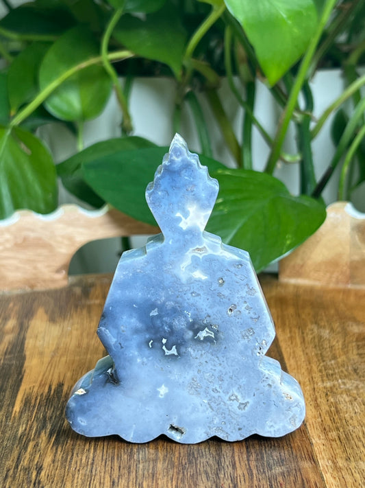 Blue Plume Agate Buddha: C