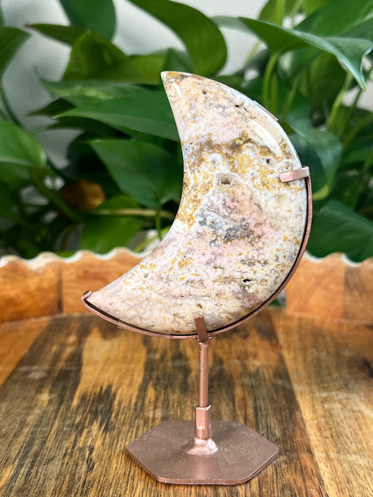 Sea Jasper On Metal Stand Puffy Moon: Pi