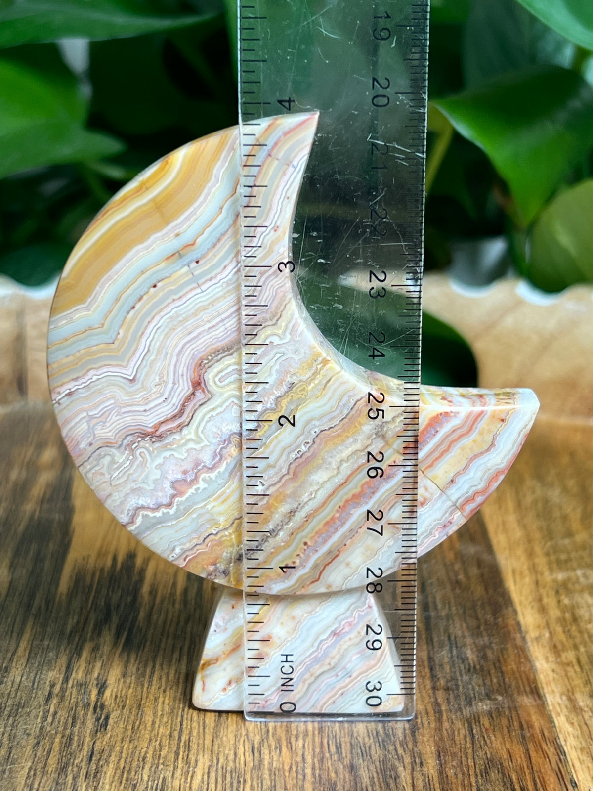 Crazy Lace Agate Self Standing Moon: PF