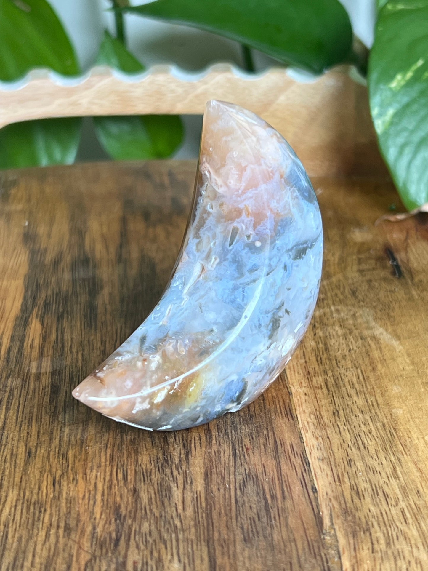 Rainbow Plume Agate Moon G