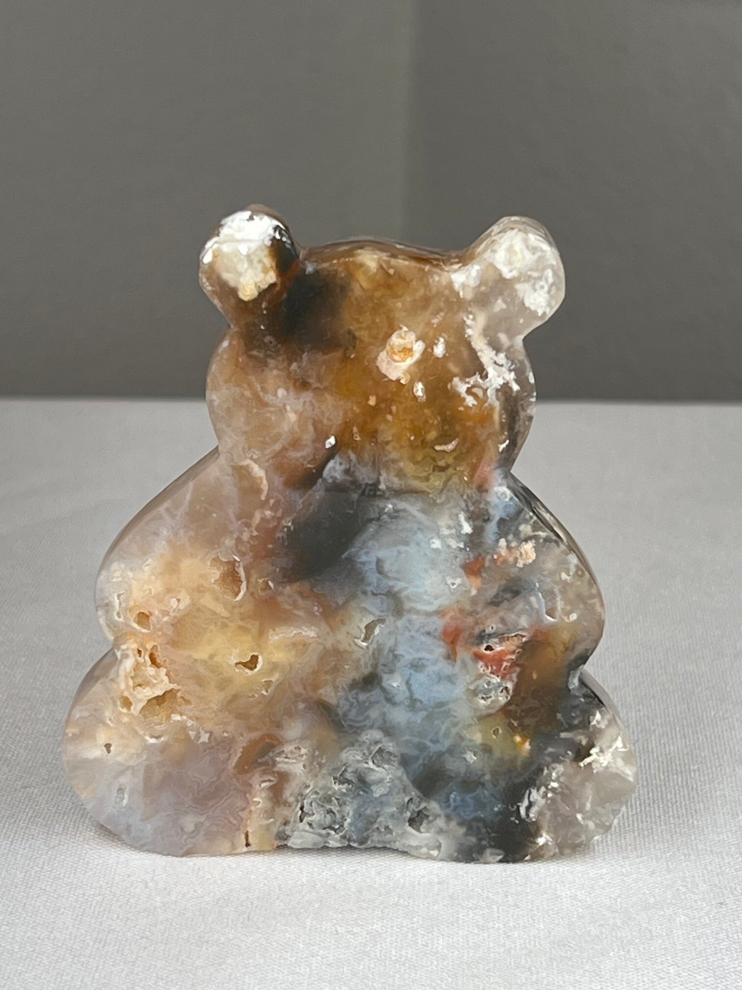 Rainbow Plume Agate Bear