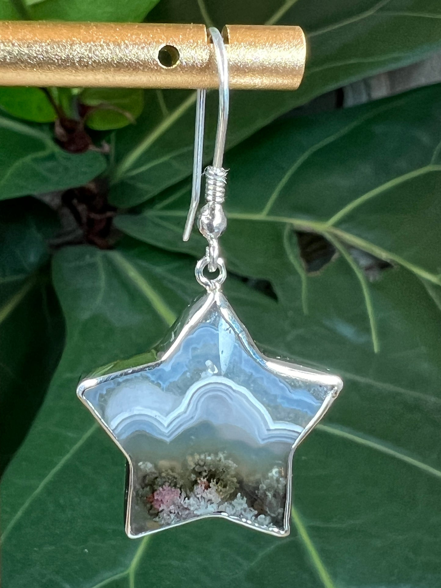 Scenic Moss Agate Star Earrings