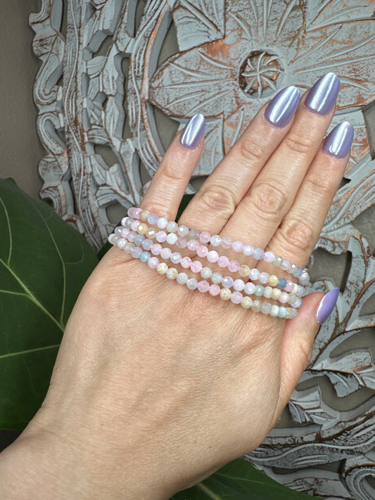 Faceted Morganite Beaded Bracelet (6mm)