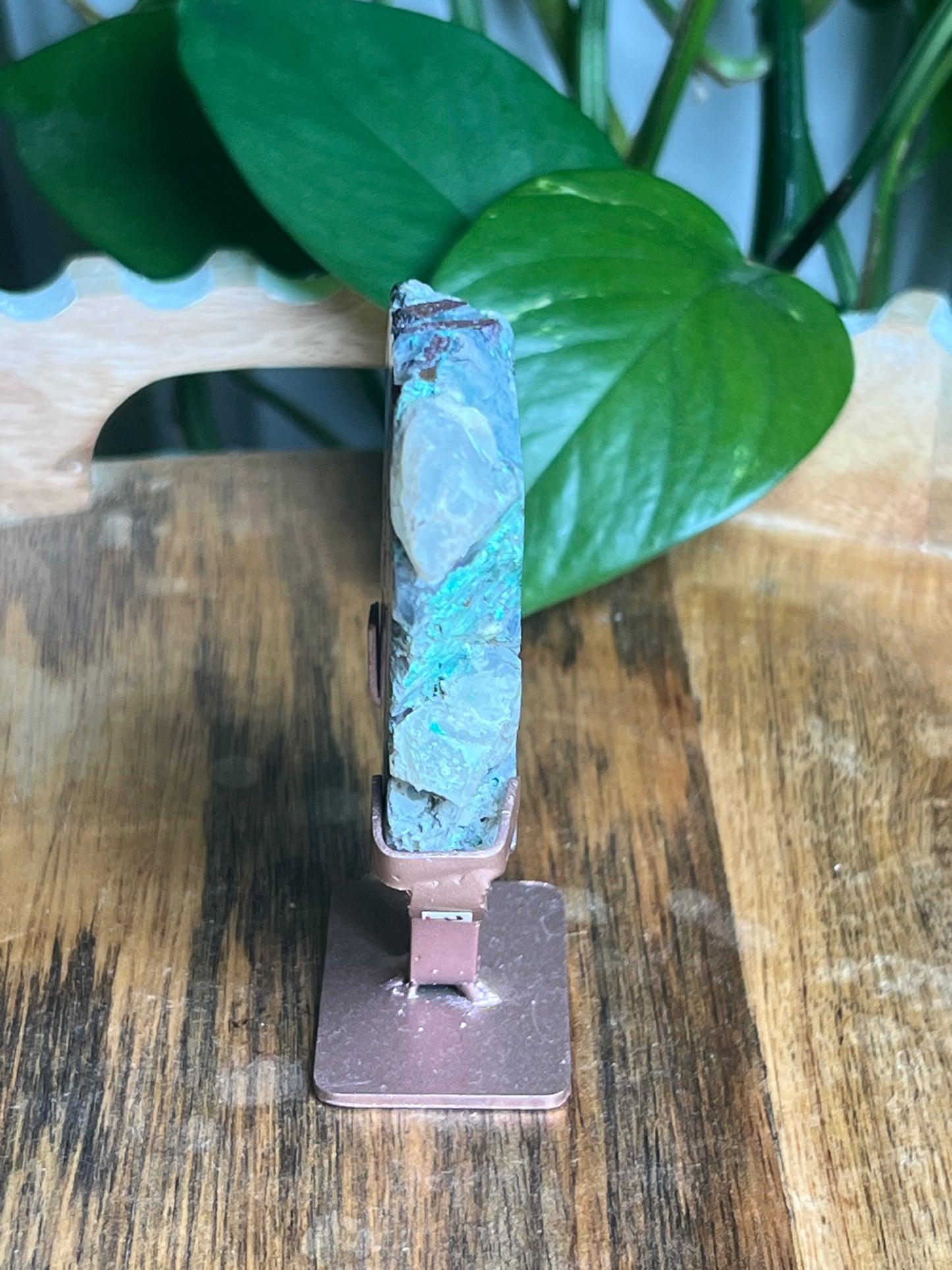Copper In Malachite Chrysocolla and Chalcedony Slab: Ni