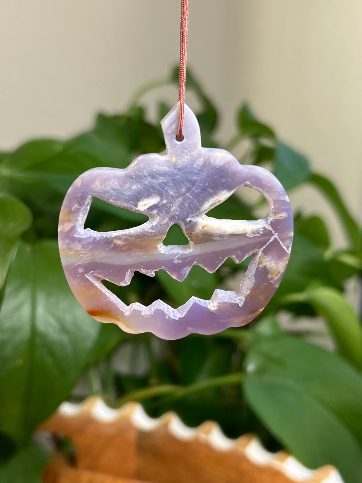 Purple Chalcedony Jack-O-Lantern Ornaments