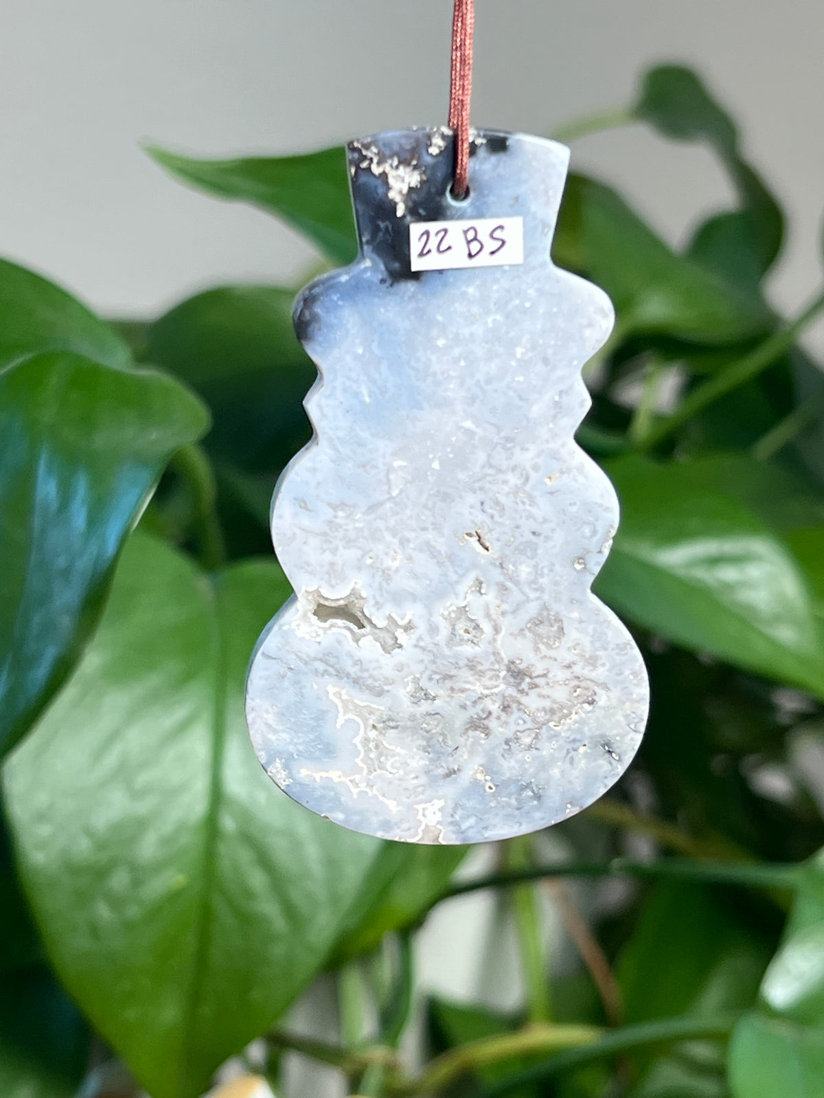 Blue Plume Agate Snowman Ornaments