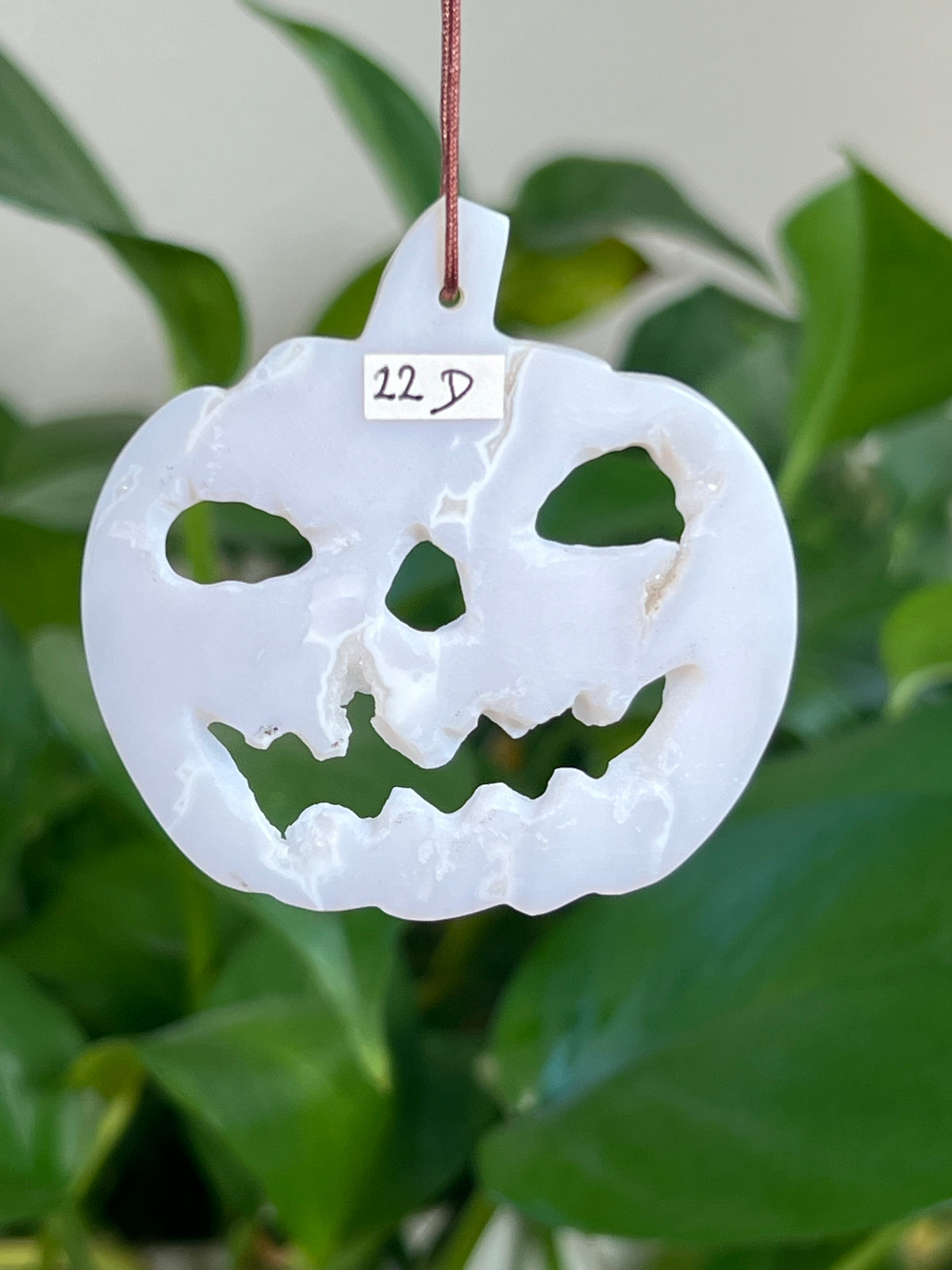 White Plume Agate Jack-O-Lantern Ornaments