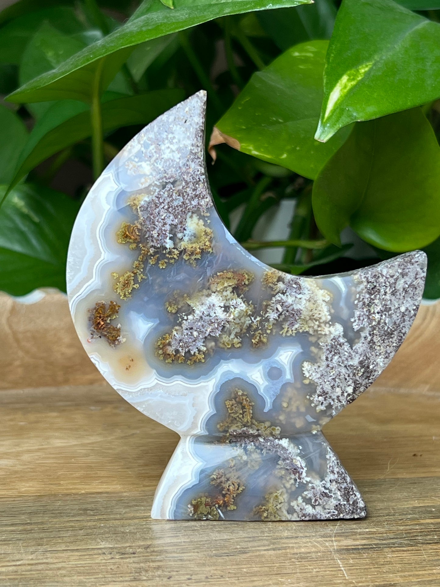 Scenic Moss Agate Moon Stand: XE