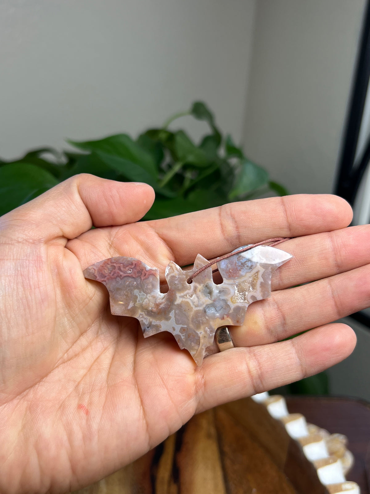 Sumatra Plume Agate Bat Ornaments