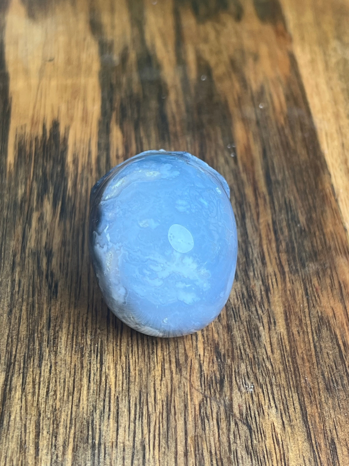 Blue Plume Agate Skull: H