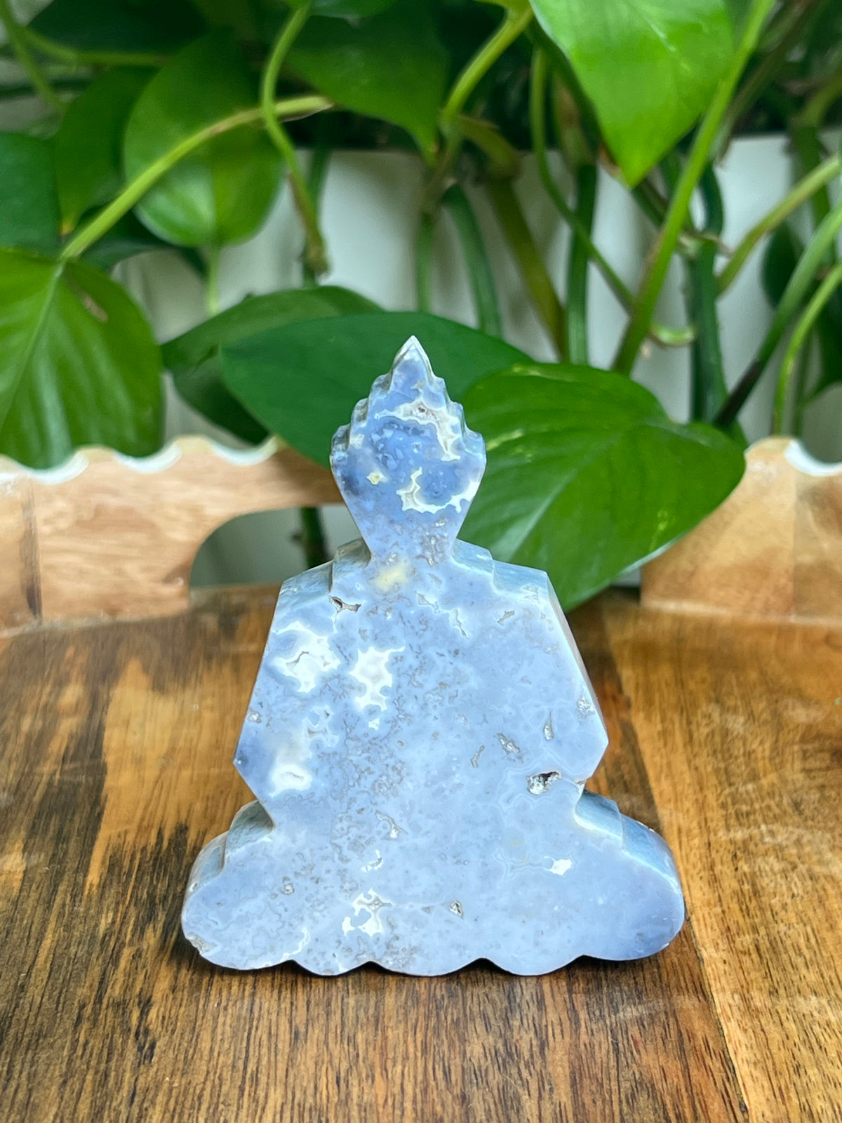 Blue Plume Agate Buddha: C