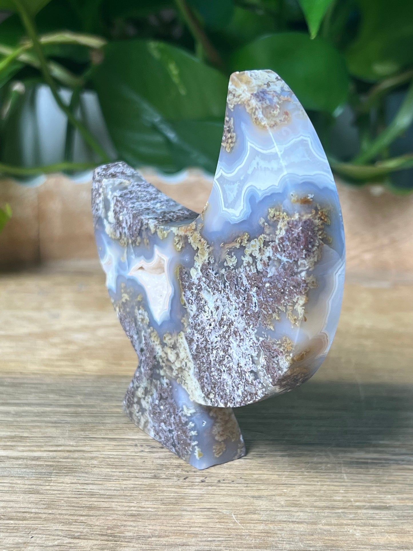 Scenic Moss Agate Moon Stand: NN