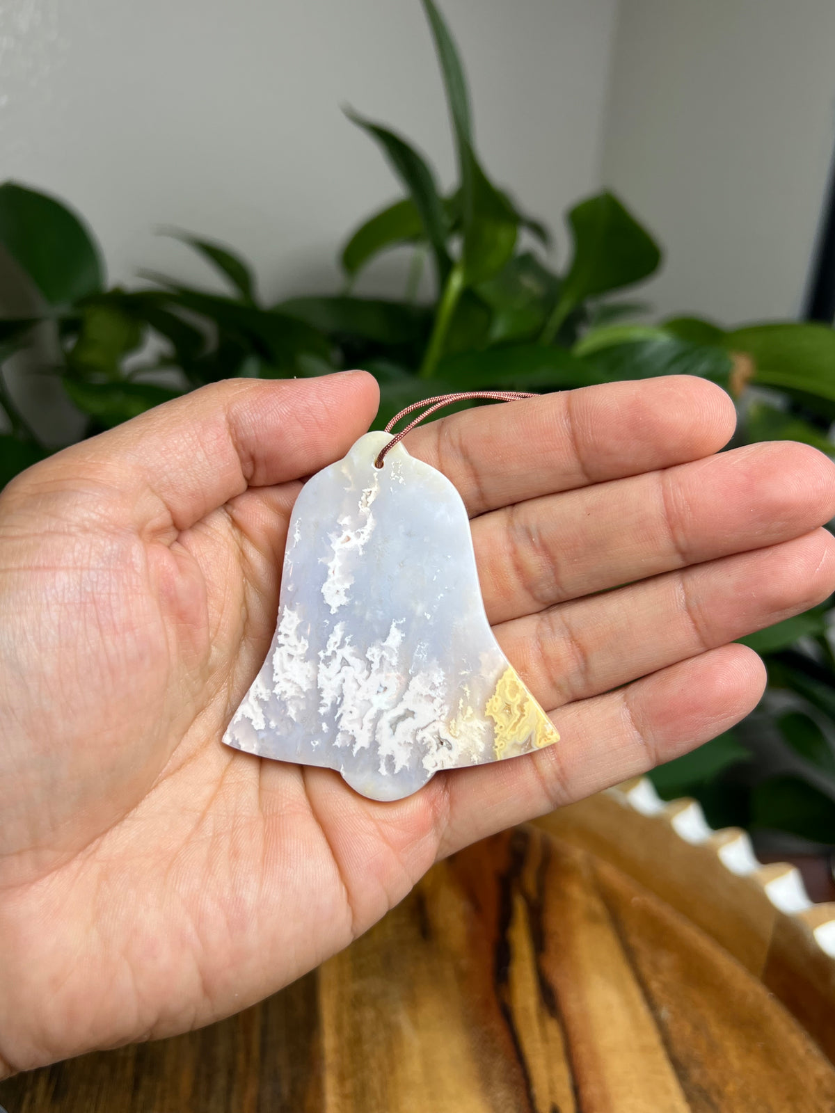 Winter Plume Agate Ornament Bell: WG