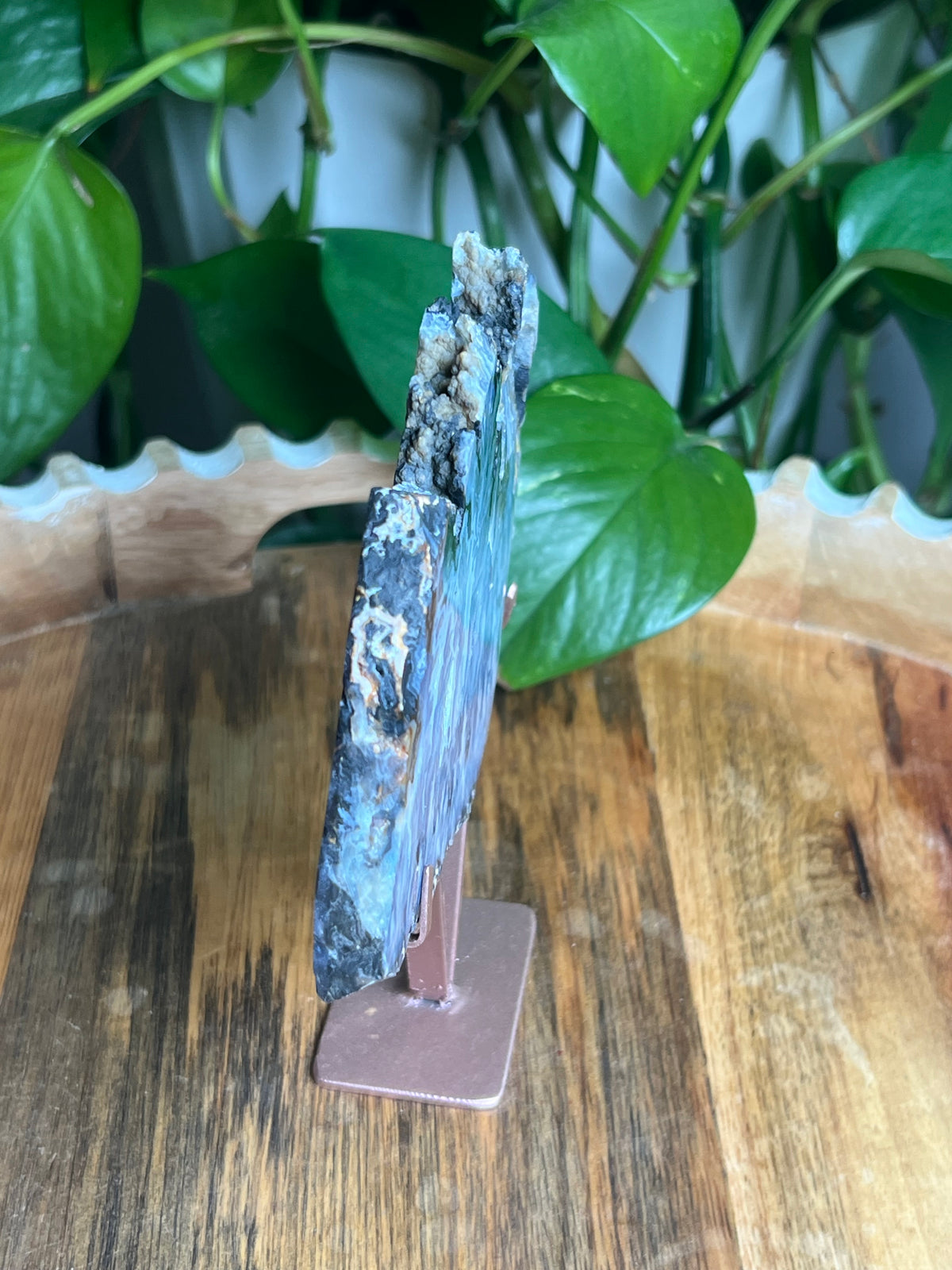 Blue Plume Agate Slab: AB