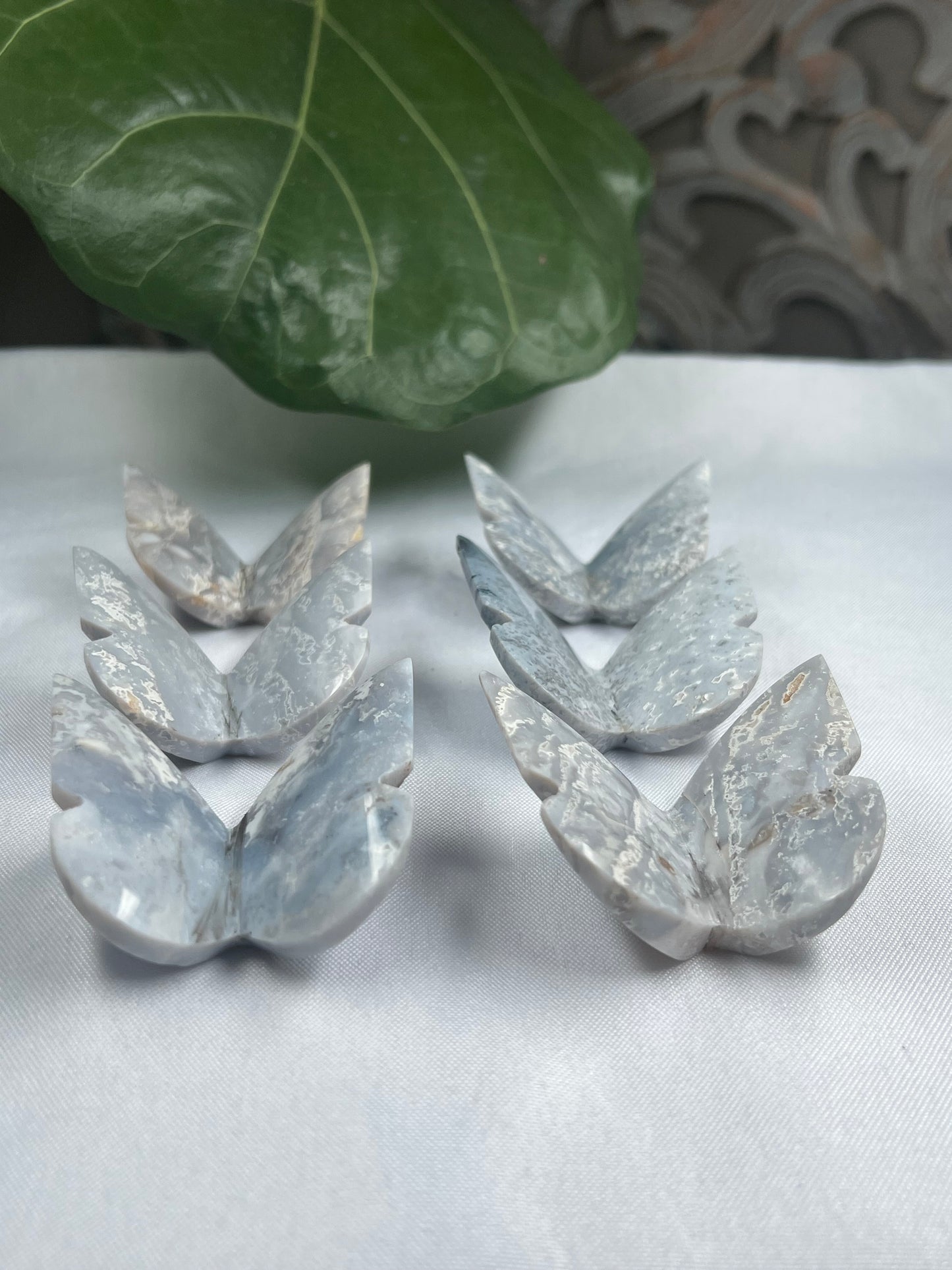 6 Pcs Blue Plume Agate 3D butterfly