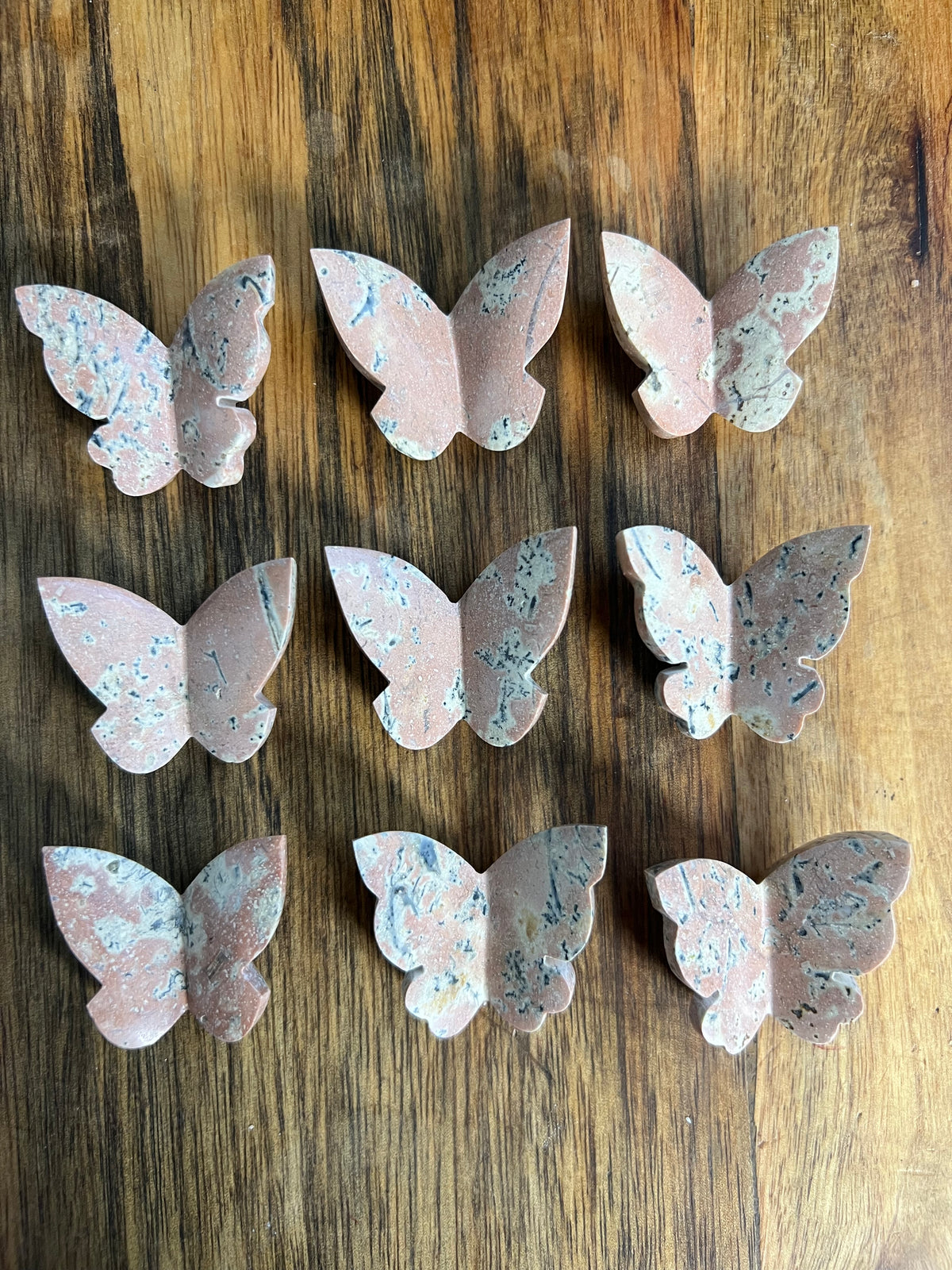 Peachy Pink Dendritic Jasper Mini 3D Butterflies